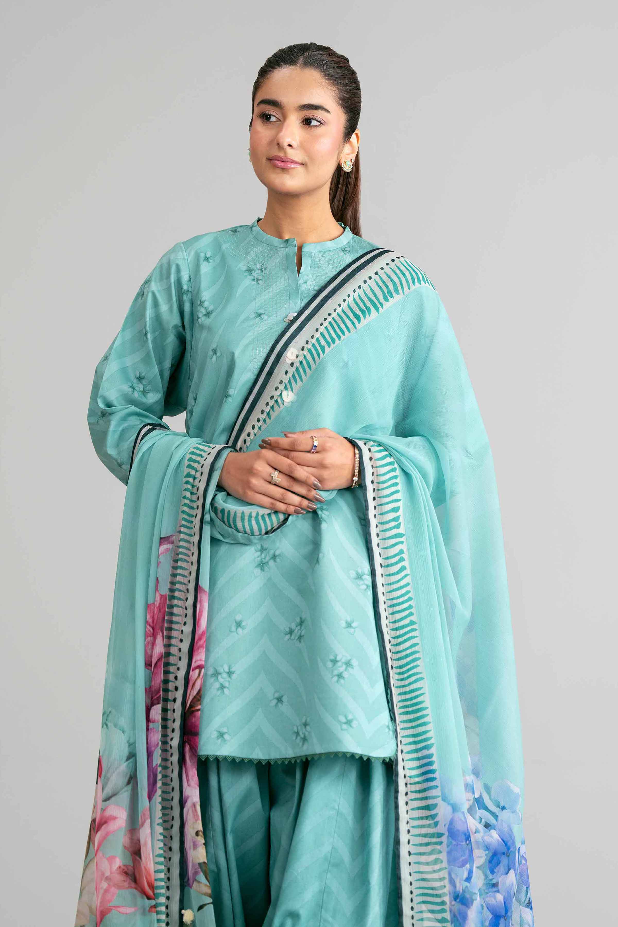 3 Piece - Digital Printed Suit - 42601578 Green Lawn 3PC Printed Summer