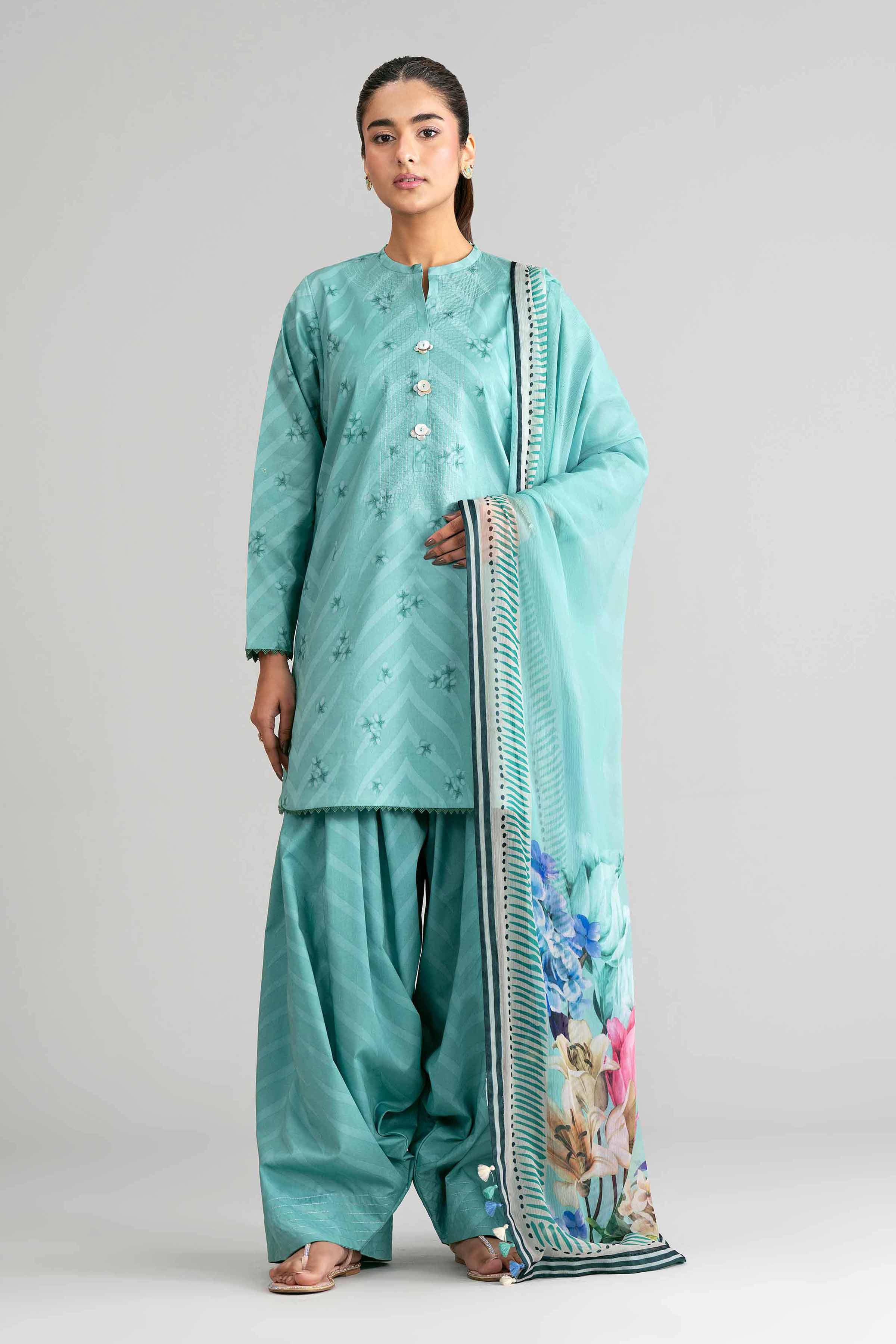 3 Piece - Digital Printed Suit - 42601578 Green Lawn 3PC Printed Summer