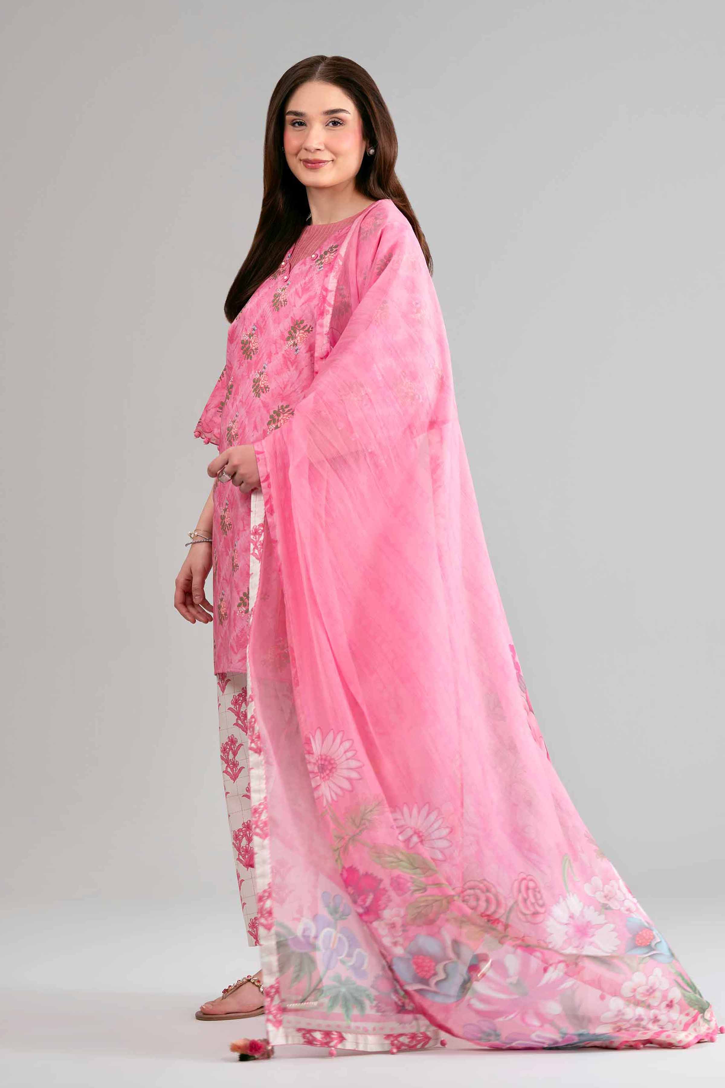 3 Piece - Digital Printed Suit - 42601579 Pink Lawn 3PC Printed Summer