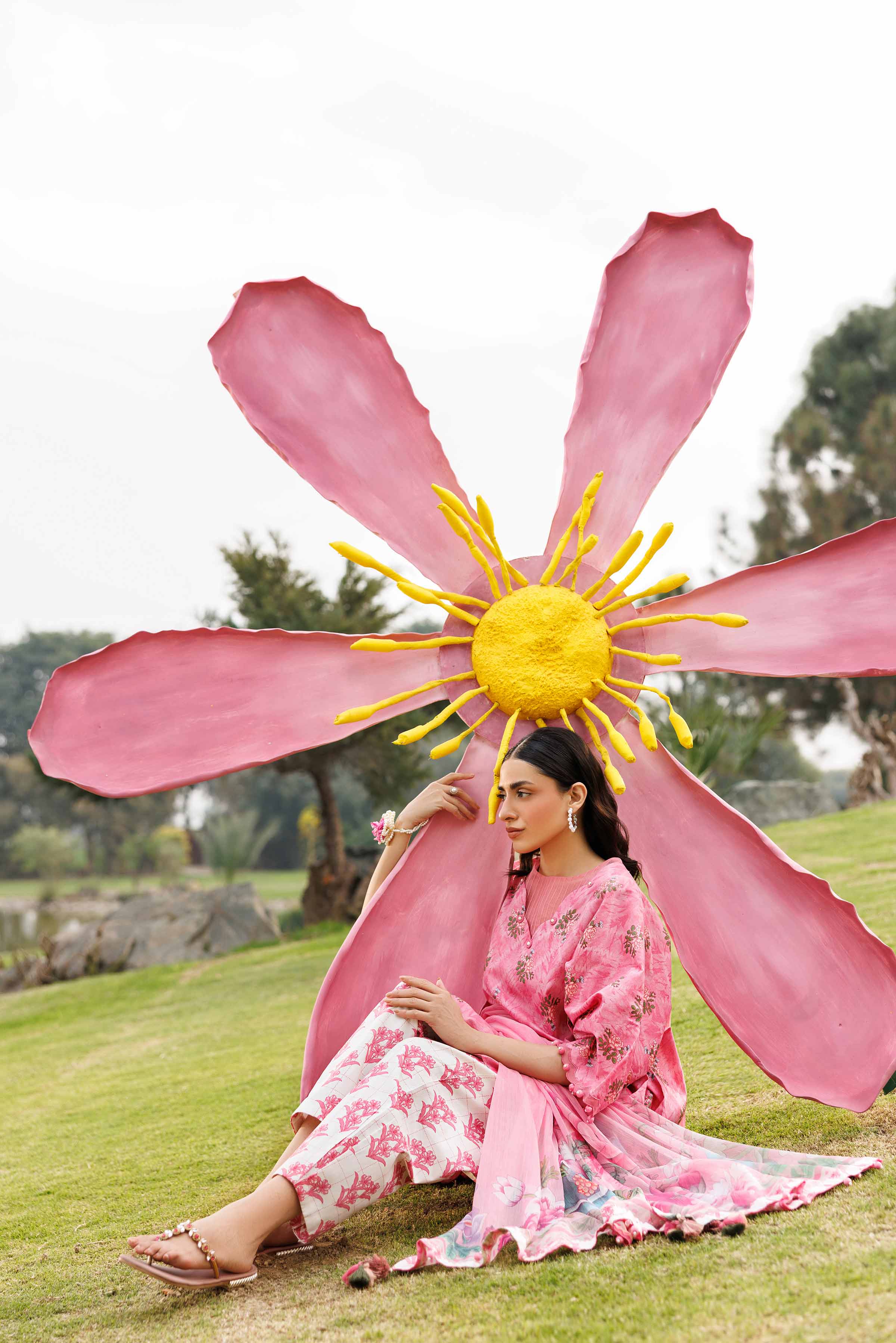 3 Piece - Digital Printed Suit - 42601579 Pink Lawn 3PC Printed Summer