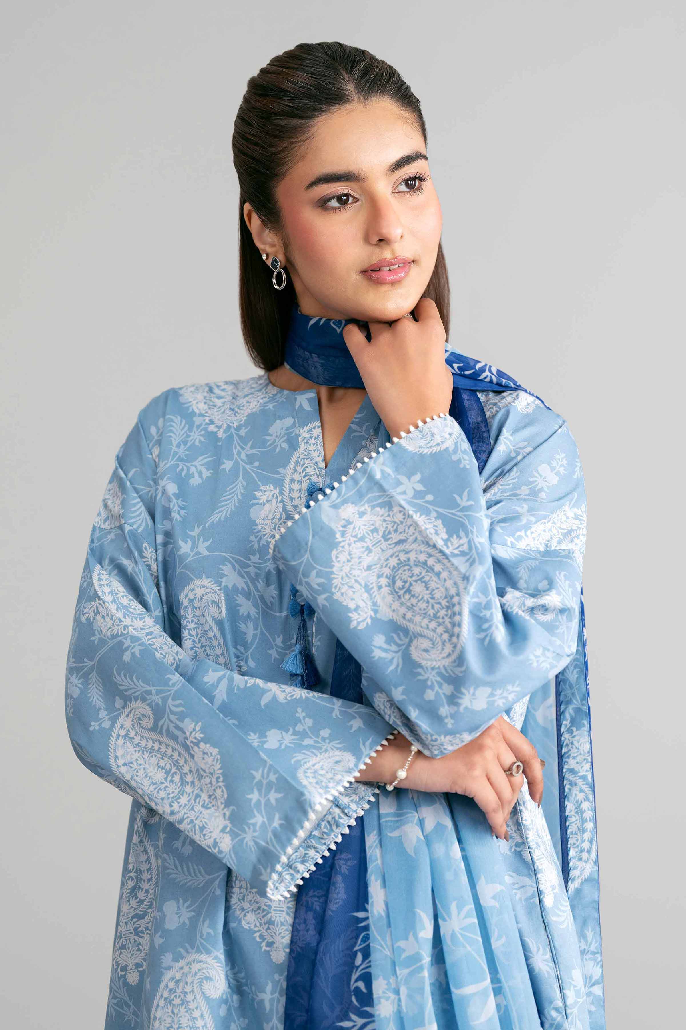 3 Piece - Digital Printed Suit - 42601581 Blue Lawn 3PC Printed Summer