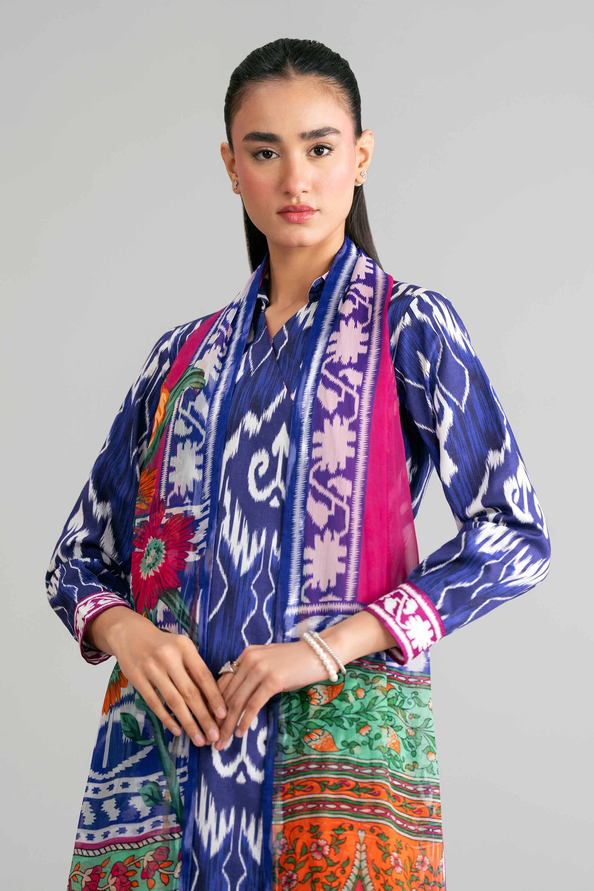 3 Piece - Digital Printed Suit - 42601582 Blue Lawn 3PC Printed Summer