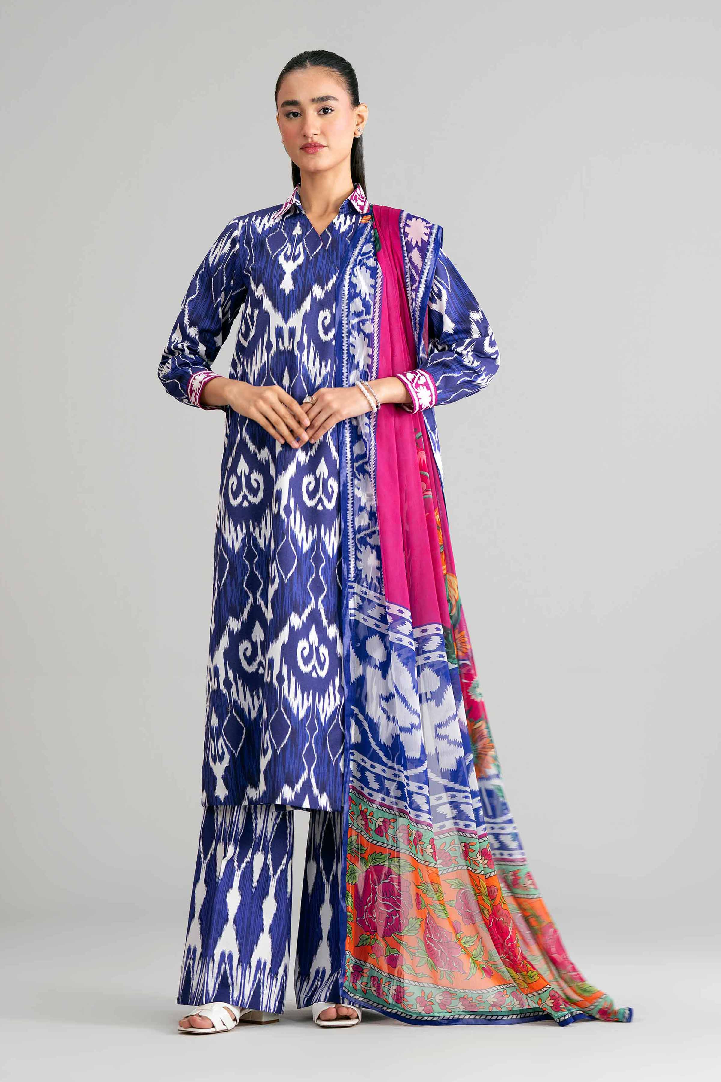 3 Piece - Digital Printed Suit - 42601582 Blue Lawn 3PC Printed Summer