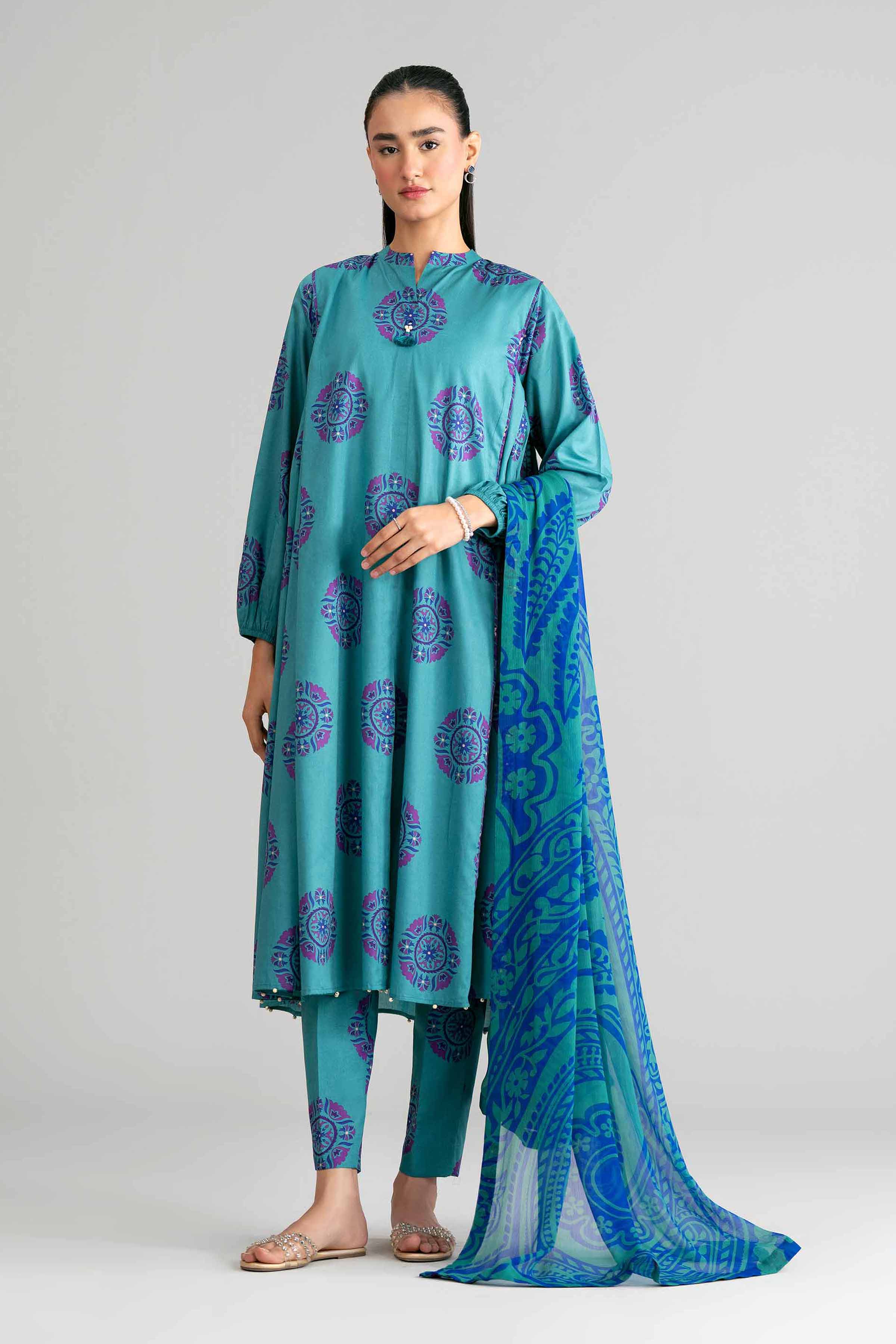 3 Piece - Digital Printed Suit - 42601583 Green Lawn 3PC Printed Summer