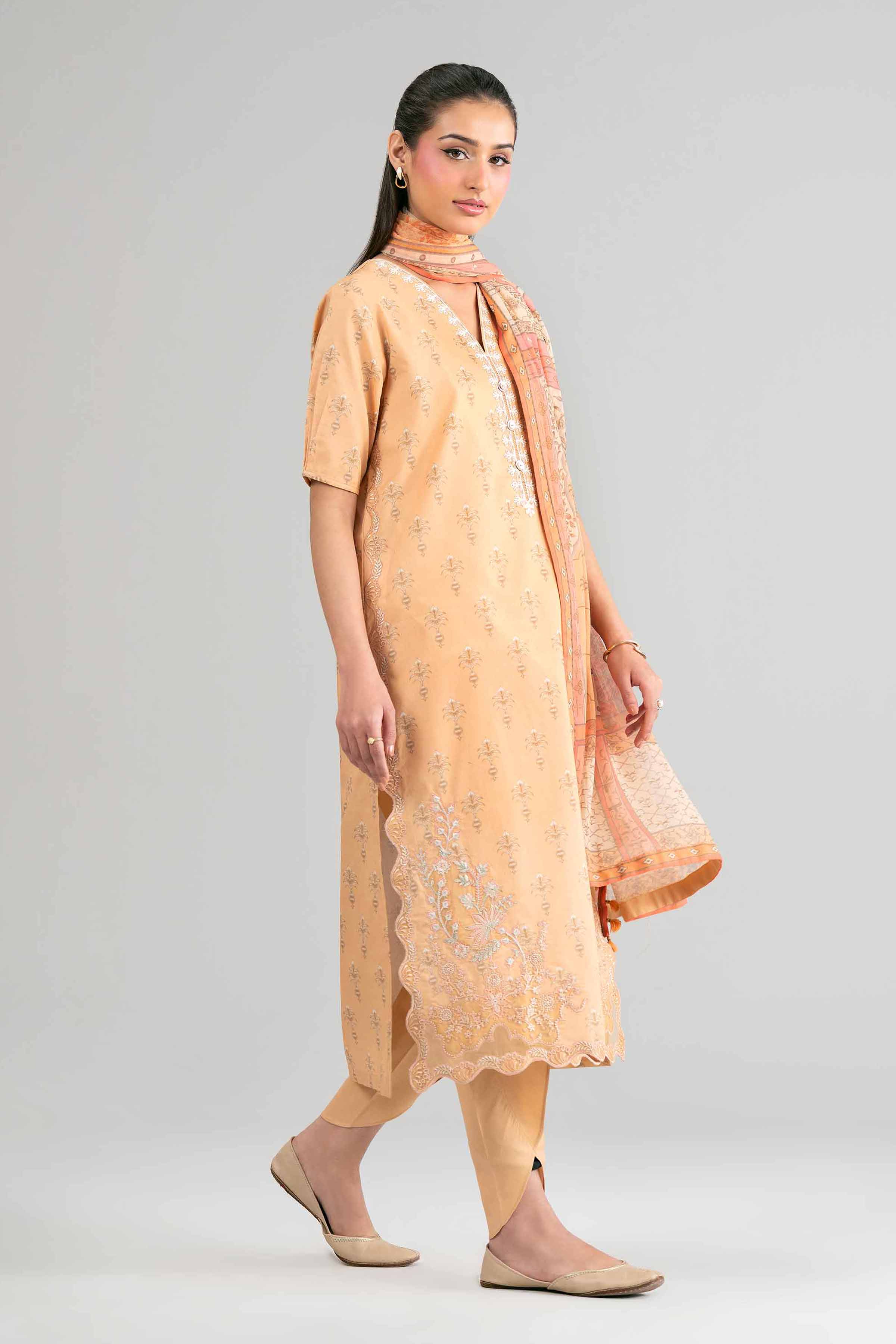 2 Piece - Digital Printed Embroidered Suit - 42601584 Yellow Lawn 2PC Embroidered