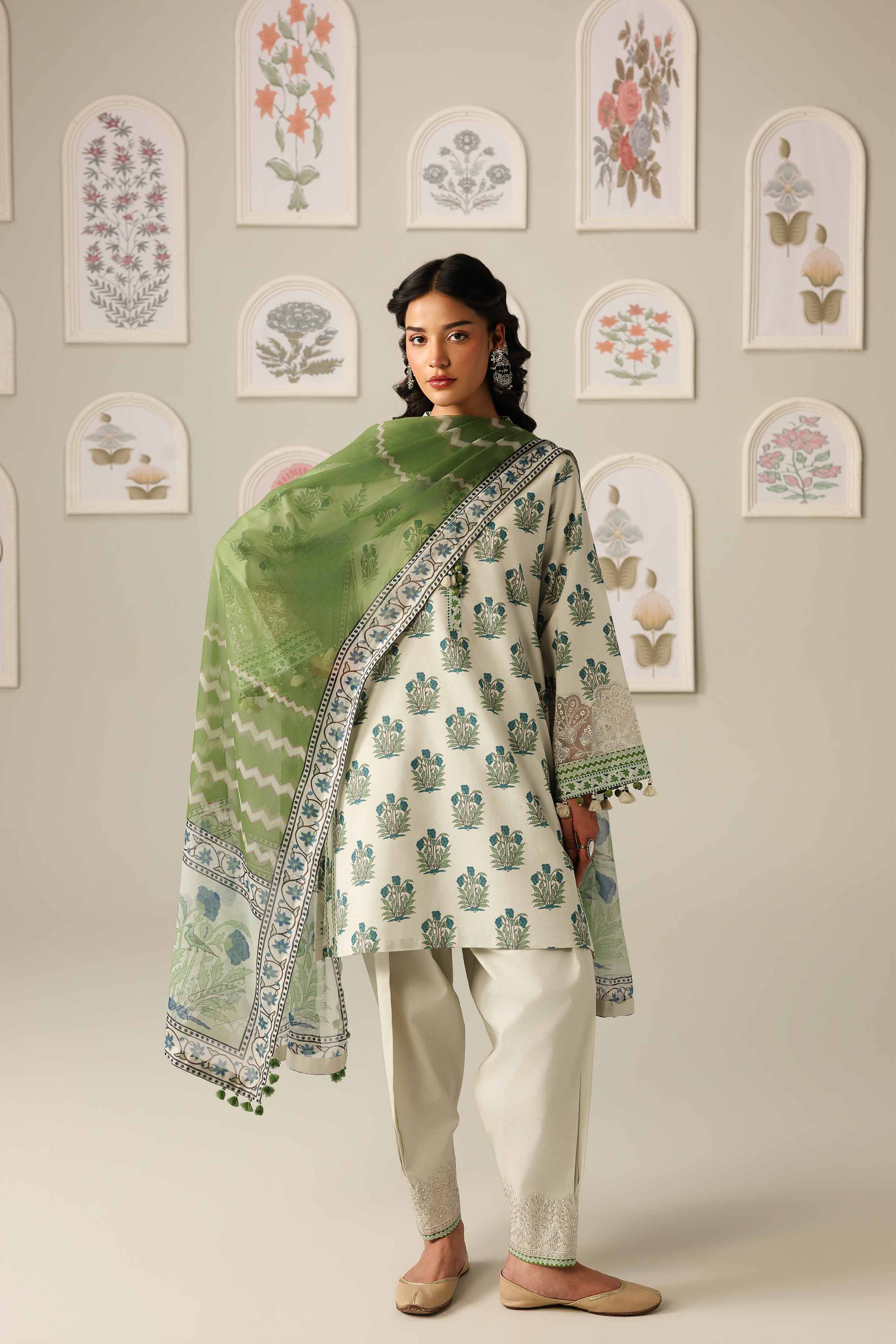 2 Piece - Digital Printed Embroidered Suit - 42601585 Beige Lawn 2PC Embroidered