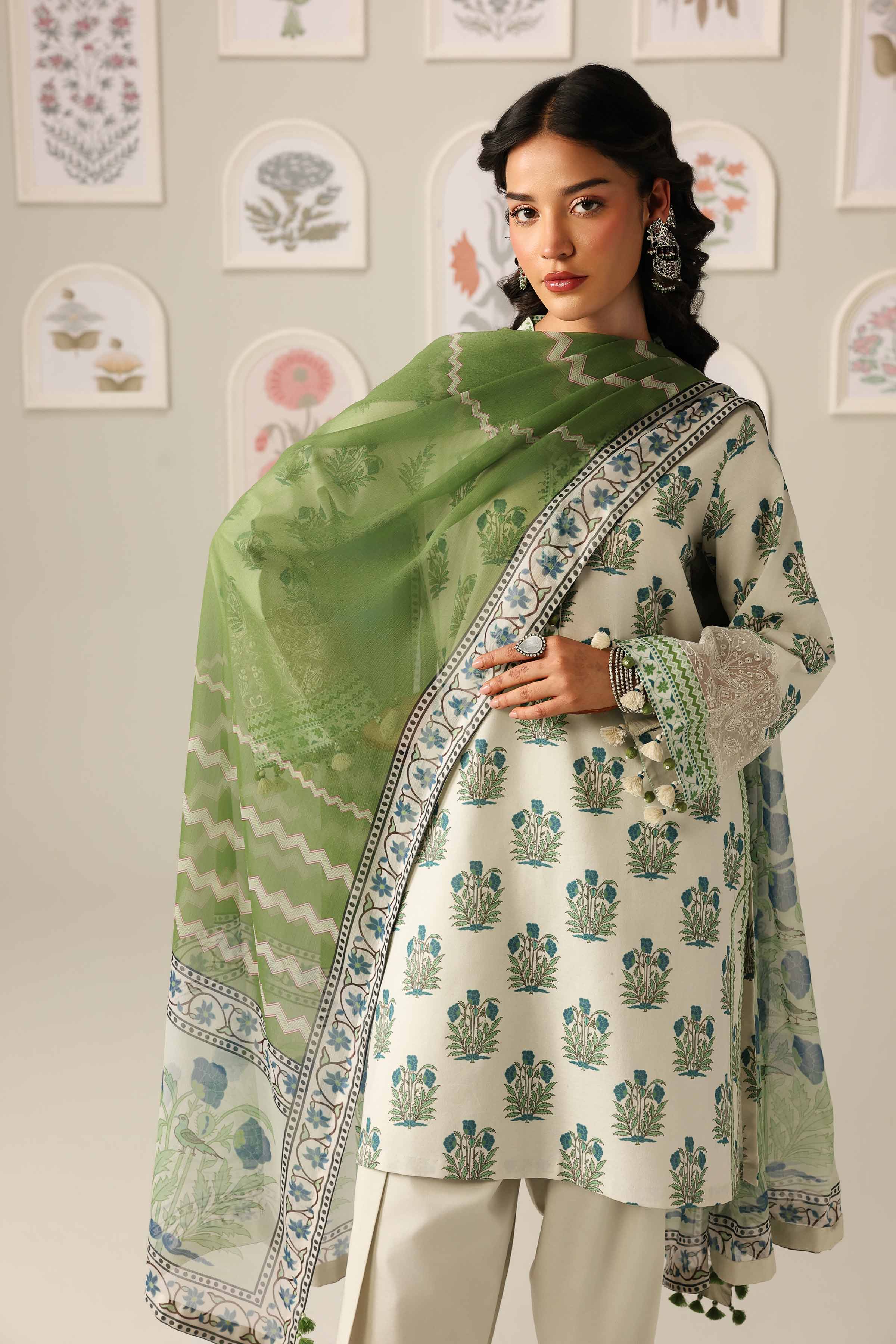 2 Piece - Digital Printed Embroidered Suit - 42601585 Beige Lawn 2PC Embroidered