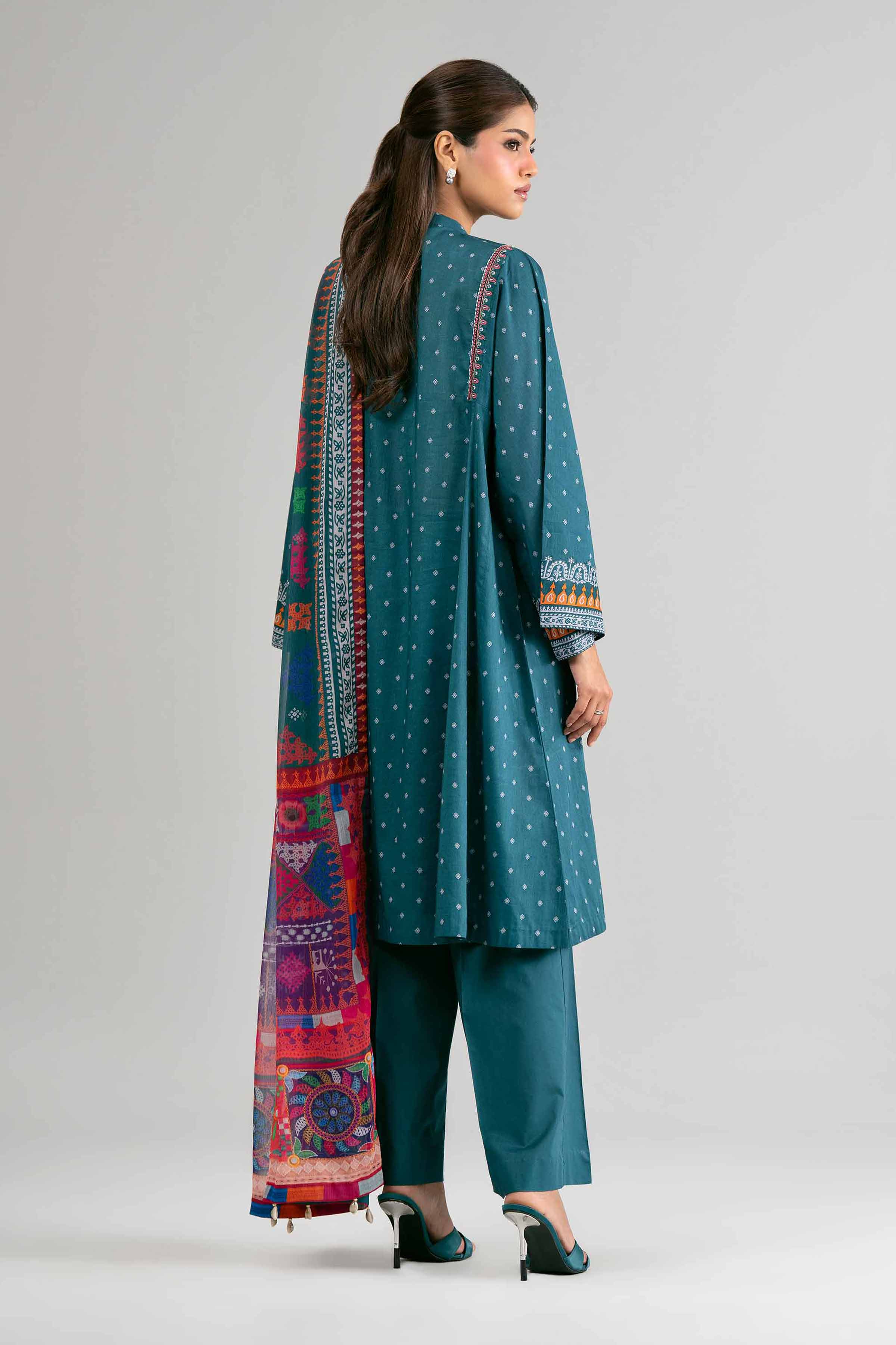 2 Piece - Digital Printed Embroidered Suit - 42601586 Green Lawn 2PC Embroidered