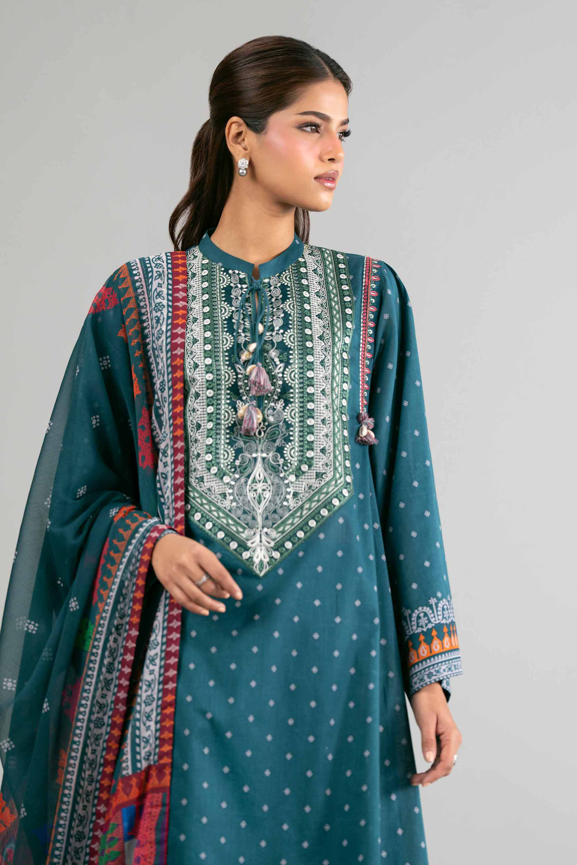 2 Piece - Digital Printed Embroidered Suit - 42601586