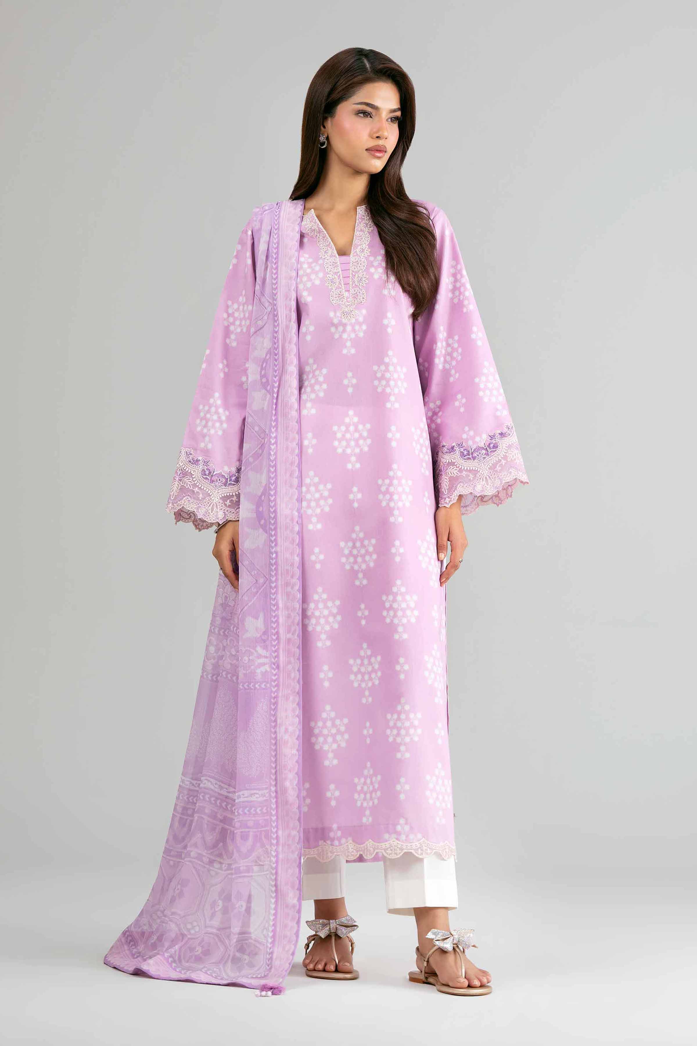 2 Piece - Digital Printed Embroidered Suit - 42601589