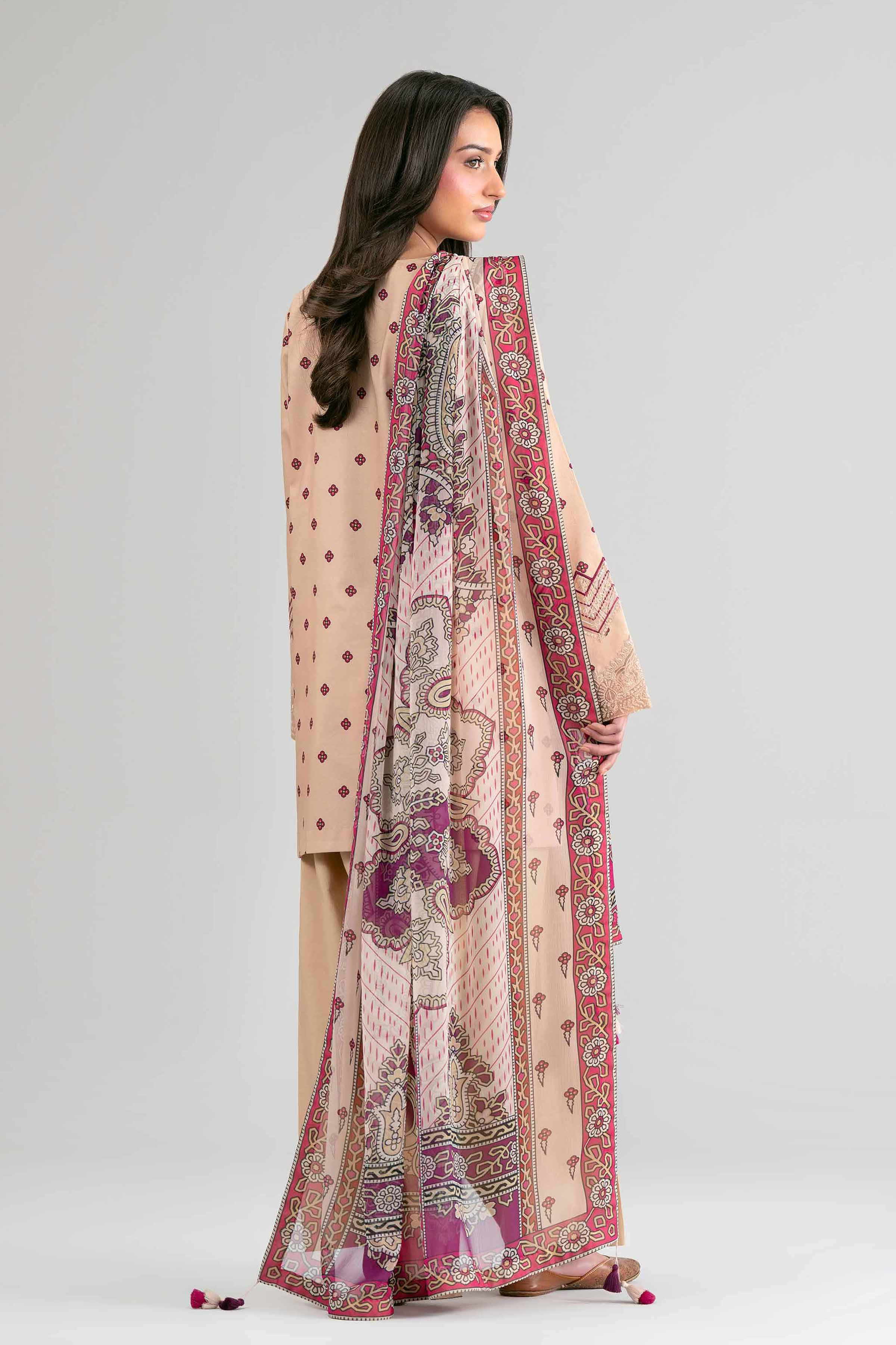 2 Piece - Digital Printed Embroidered Suit - 42601590 Beige Lawn 2PC Embroidered