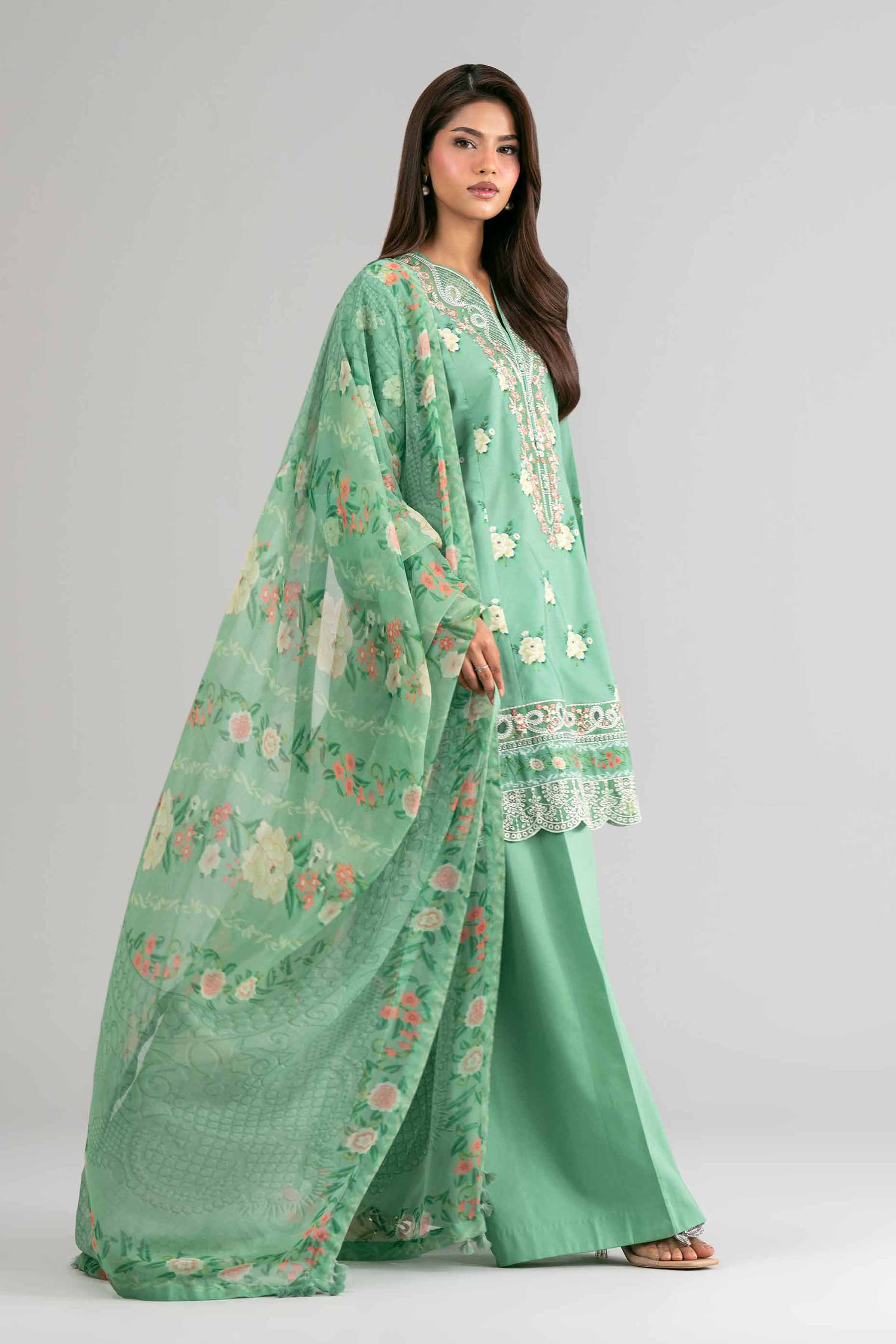 2 Piece - Digital Printed Embroidered Suit - 42601593