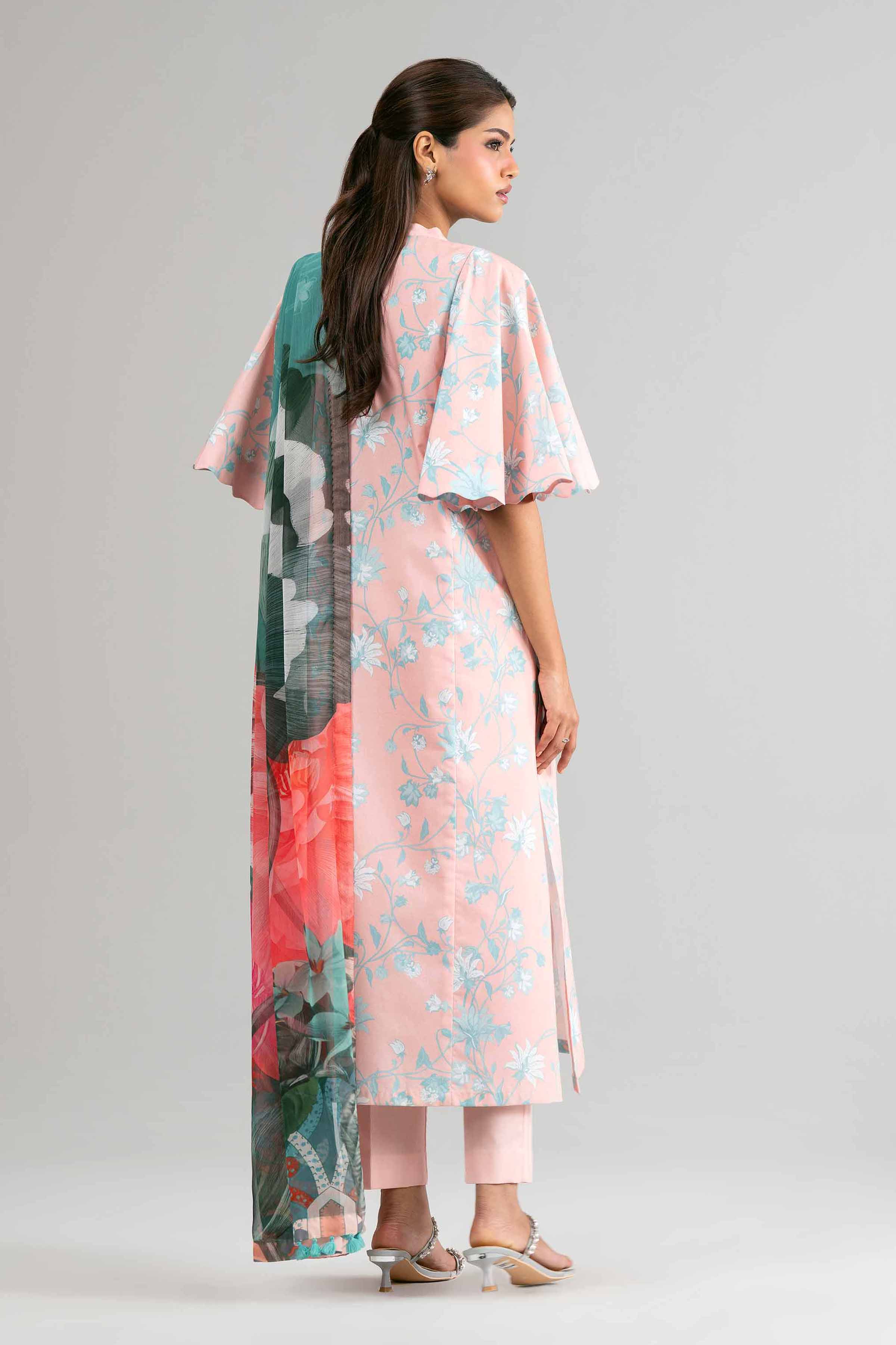 2 Piece - Digital Printed Suit - 42601595 Pink Lawn 2PC Printed