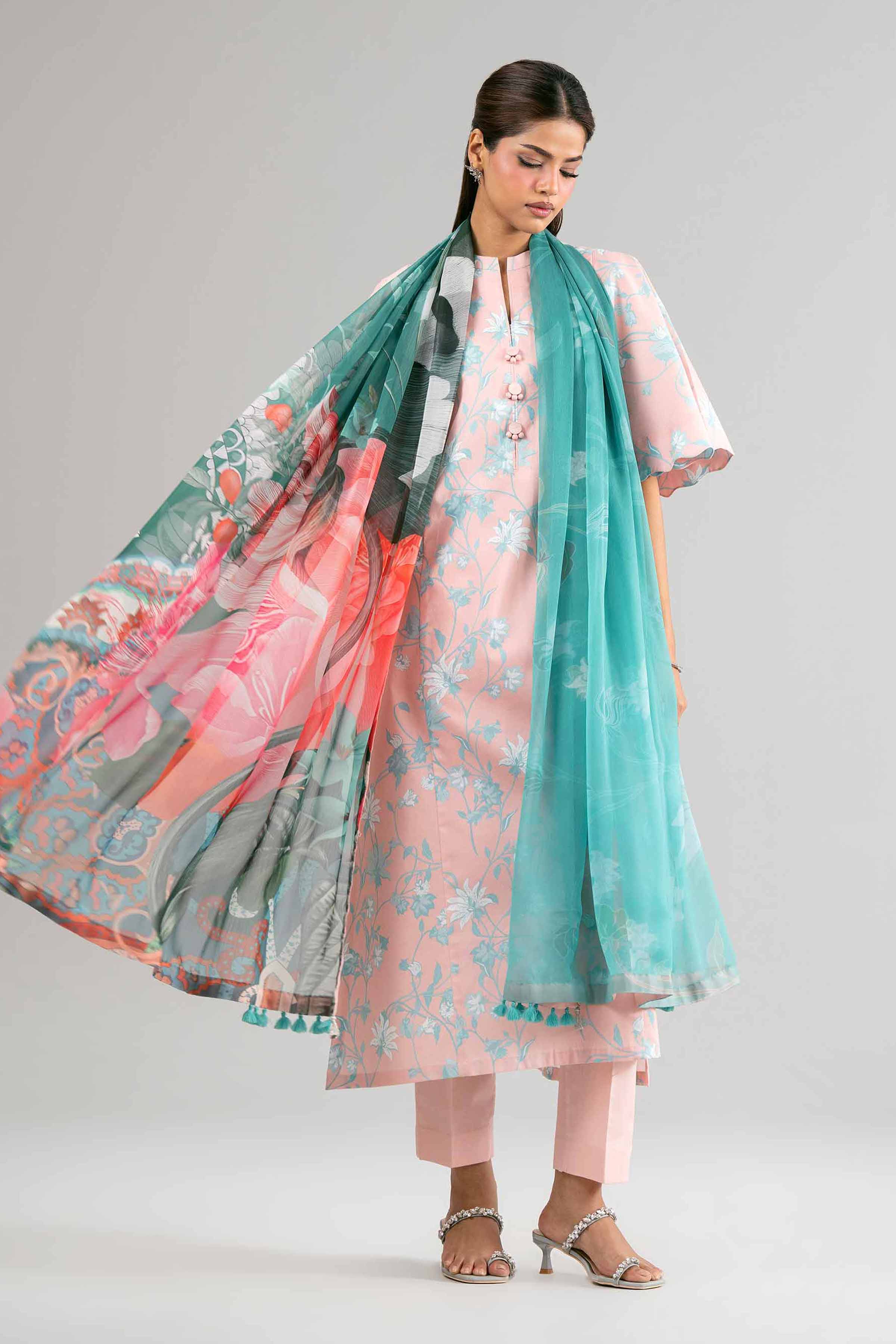 2 Piece - Digital Printed Suit - 42601595 Pink Lawn 2PC Printed