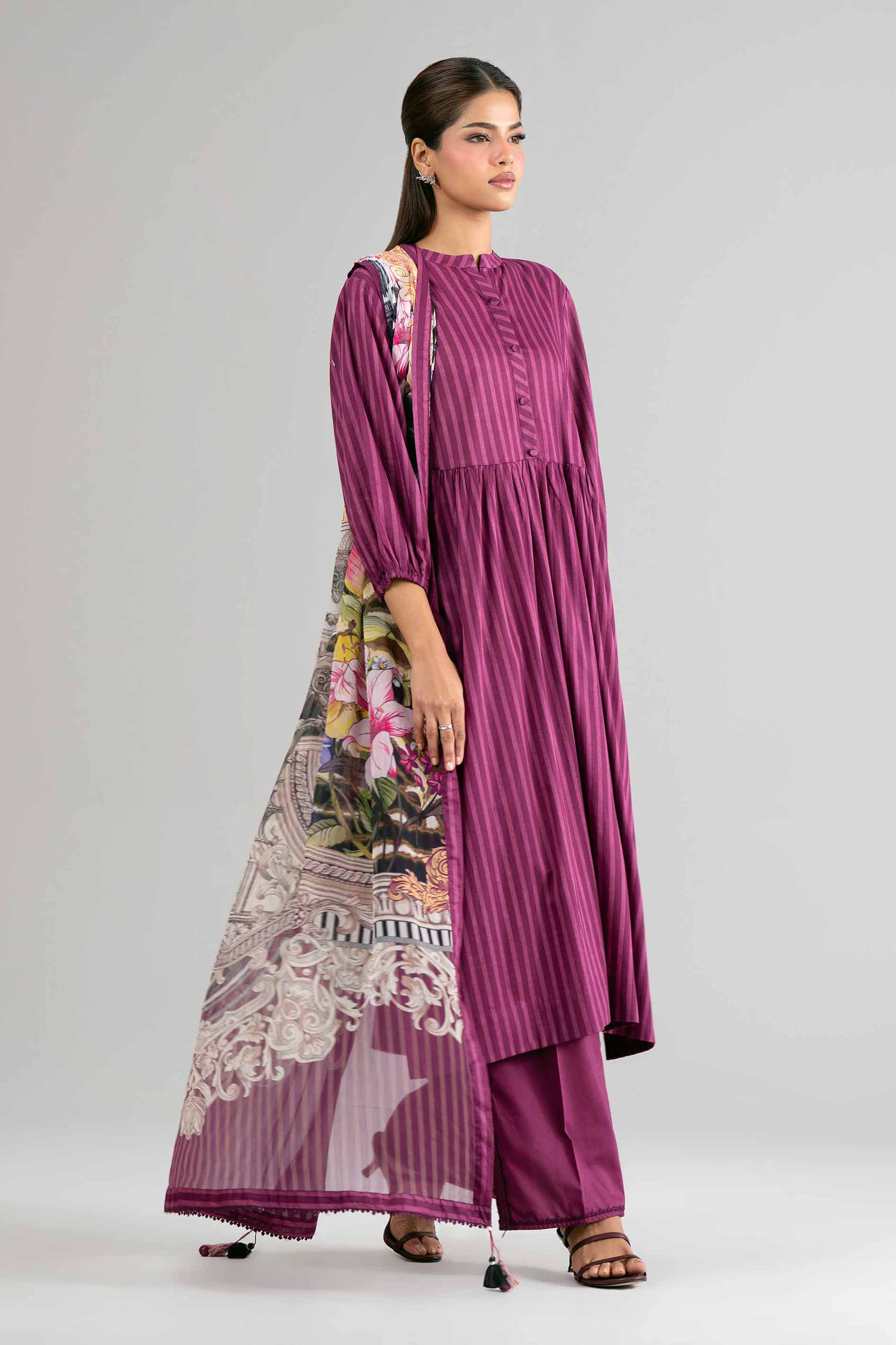 2 Piece - Digital Printed Suit - 42601600 Purple Lawn 2PC Printed