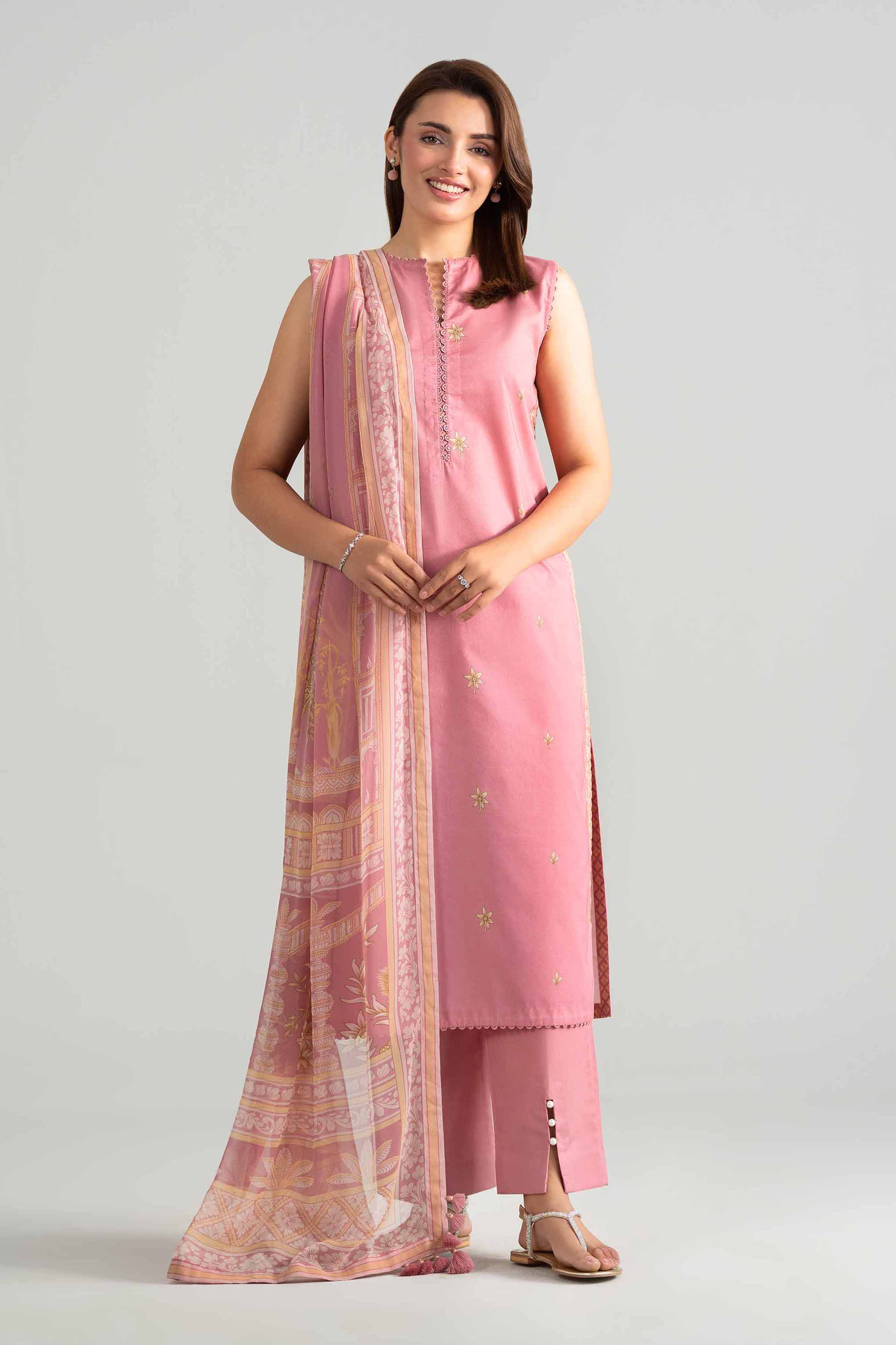 2 Piece - Digital Printed Suit - 42601602 Pink Lawn 2PC Printed
