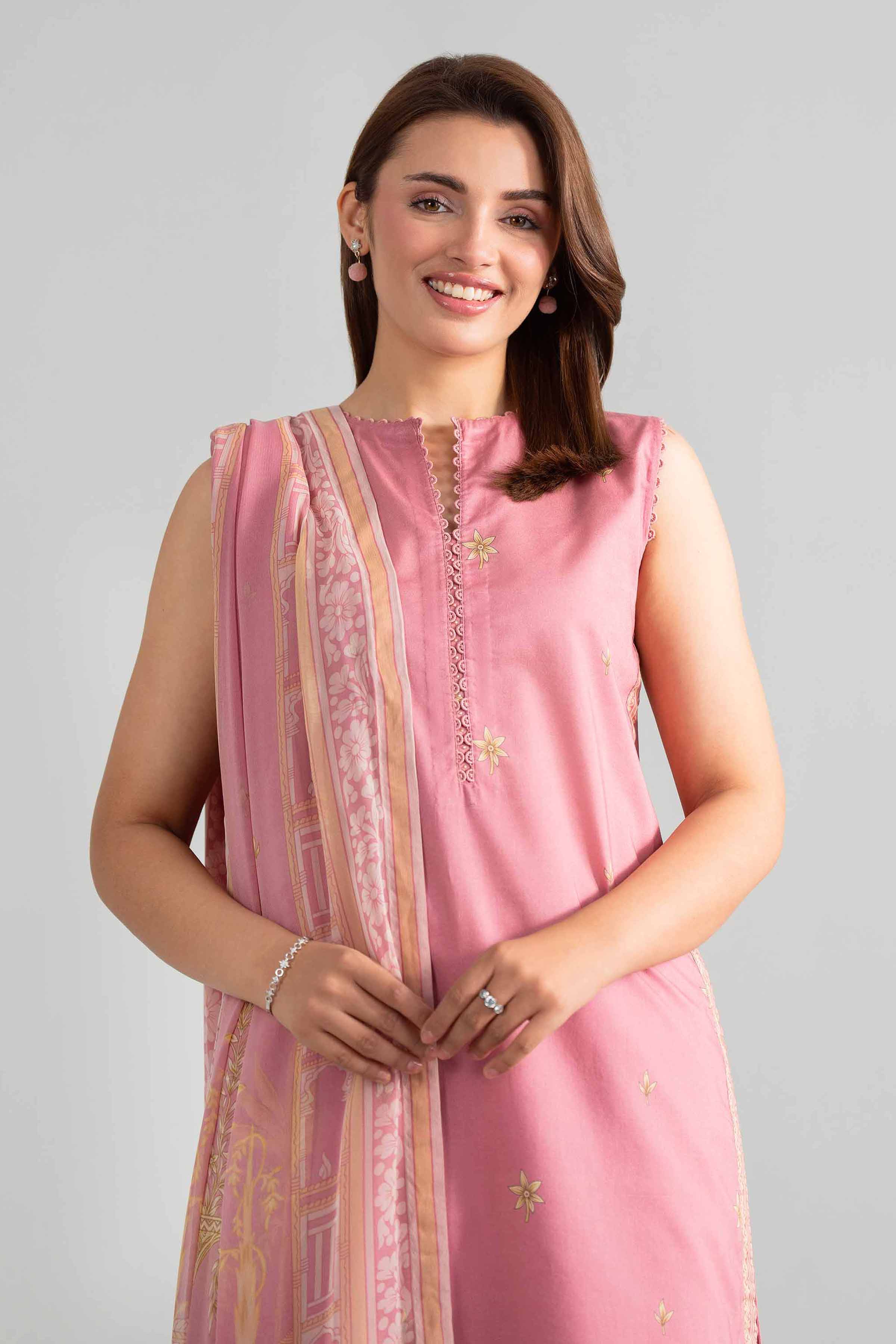 2 Piece - Digital Printed Suit - 42601602 Pink Lawn 2PC Printed