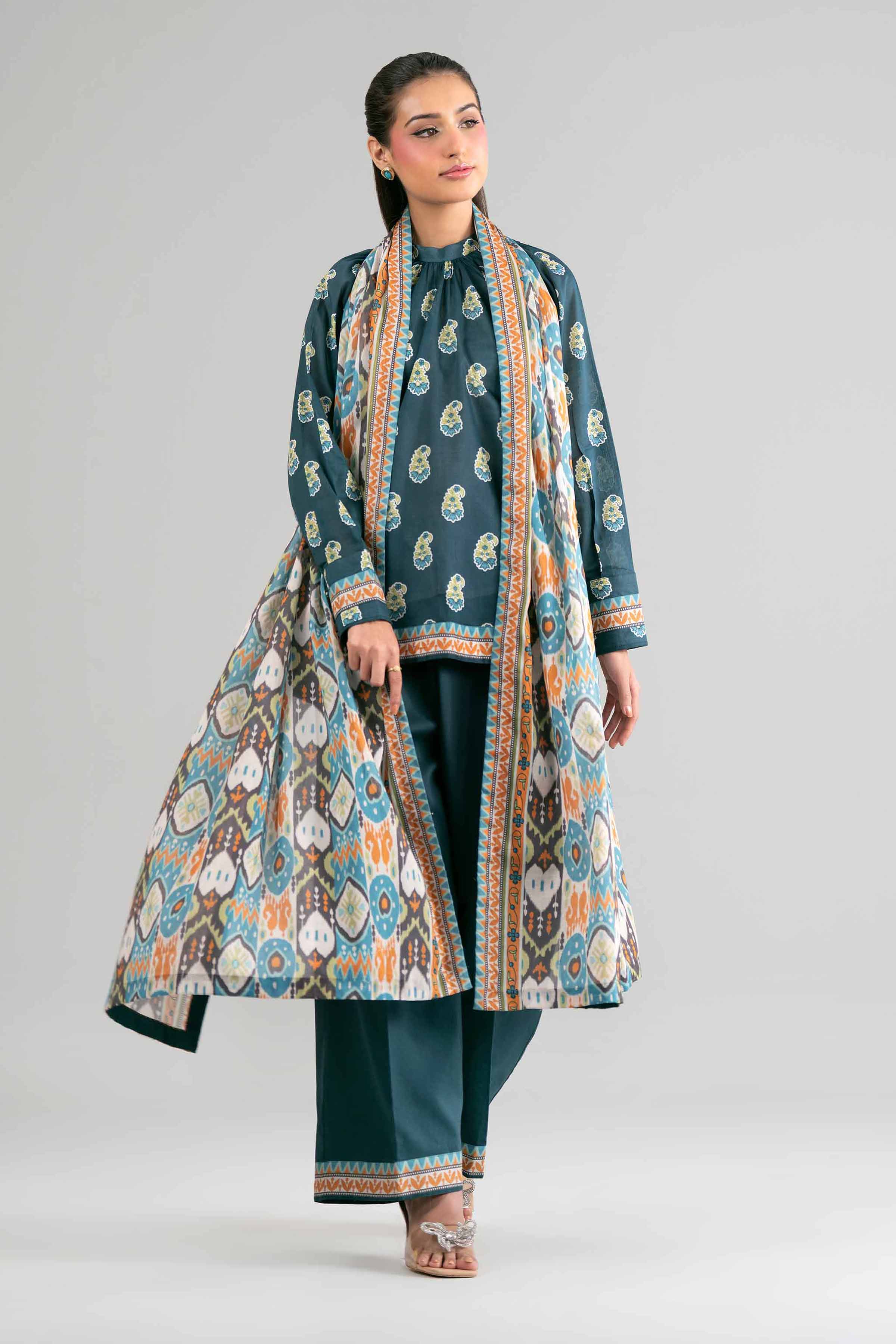 2 Piece - Printed Suit - 42601605 Nishat UAE Green Lawn 2PC Printed