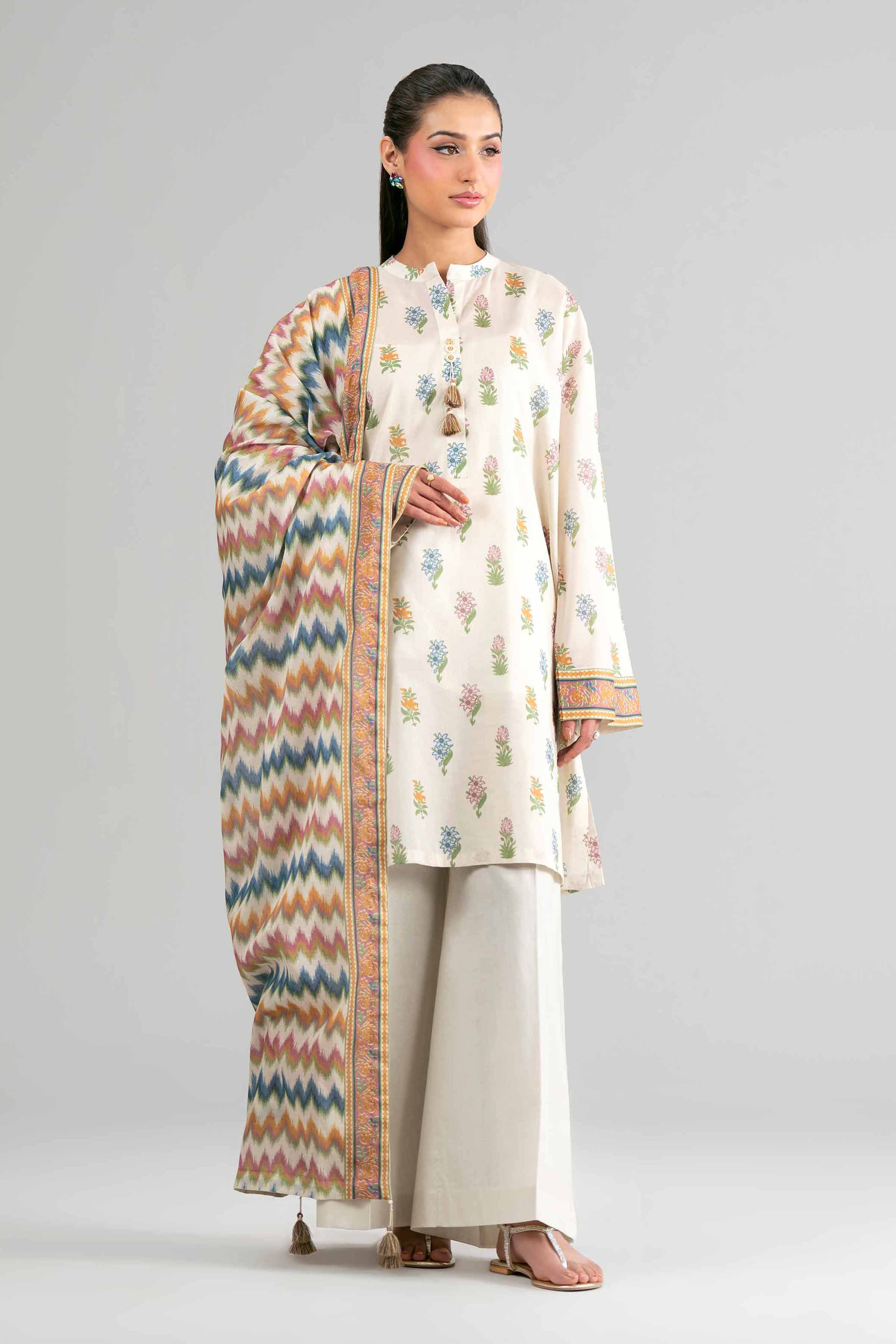 2 Piece - Printed Suit - 42601606 Beige Lawn 2PC Printed
