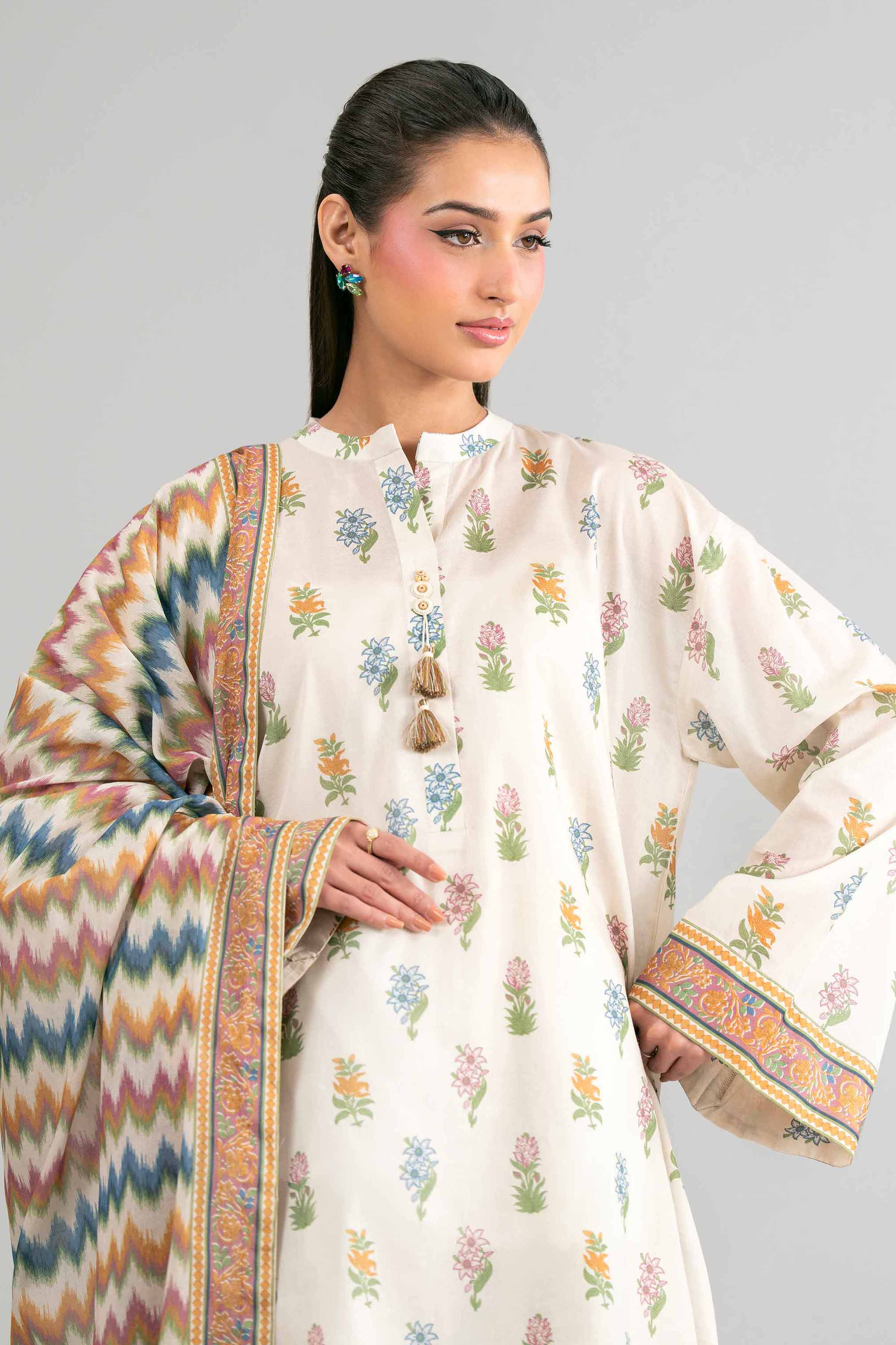 2 Piece - Printed Suit - 42601606 Beige Lawn 2PC Printed