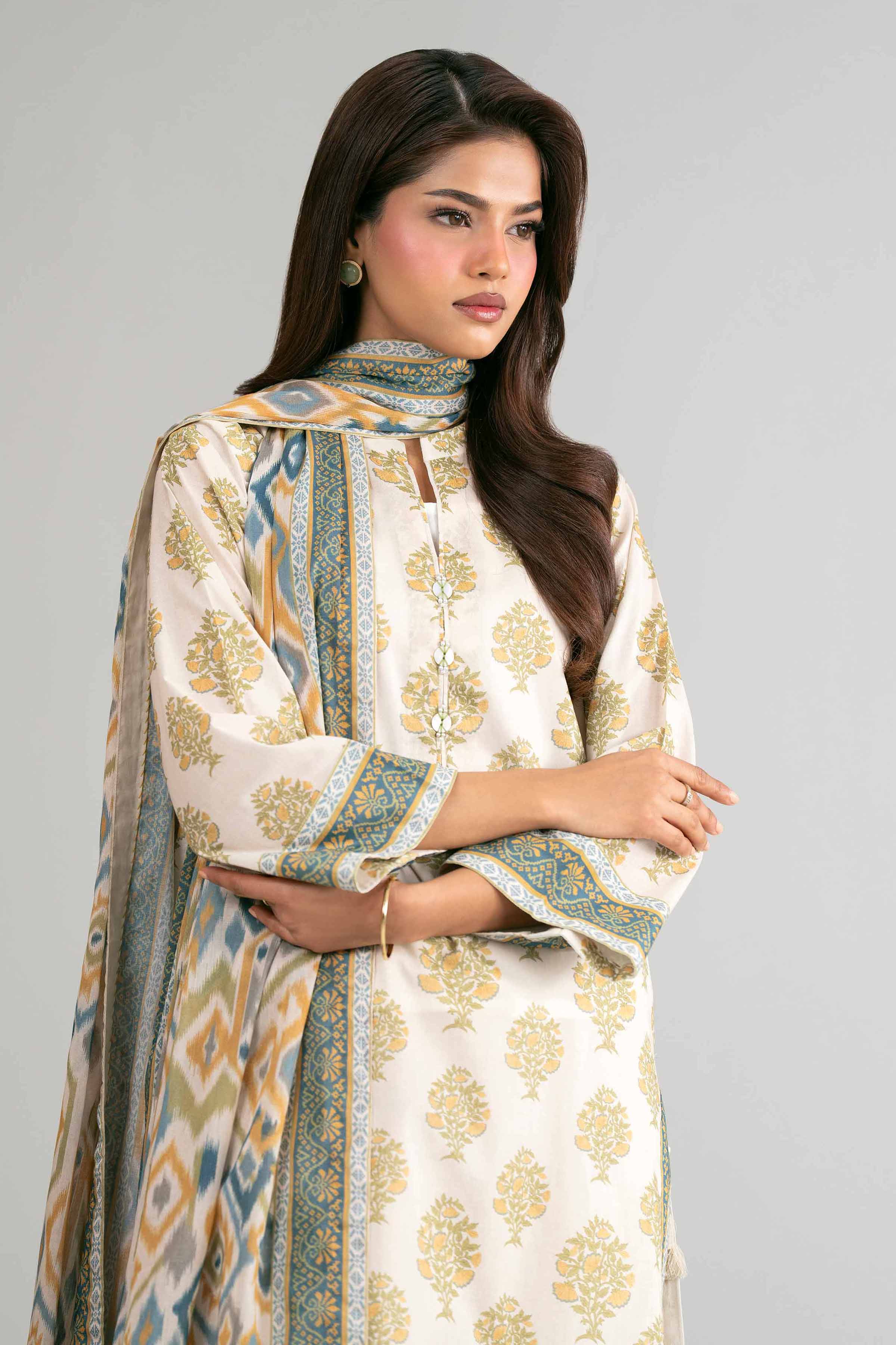 2 Piece - Printed Suit - 42601608 Beige Lawn 2PC Printed