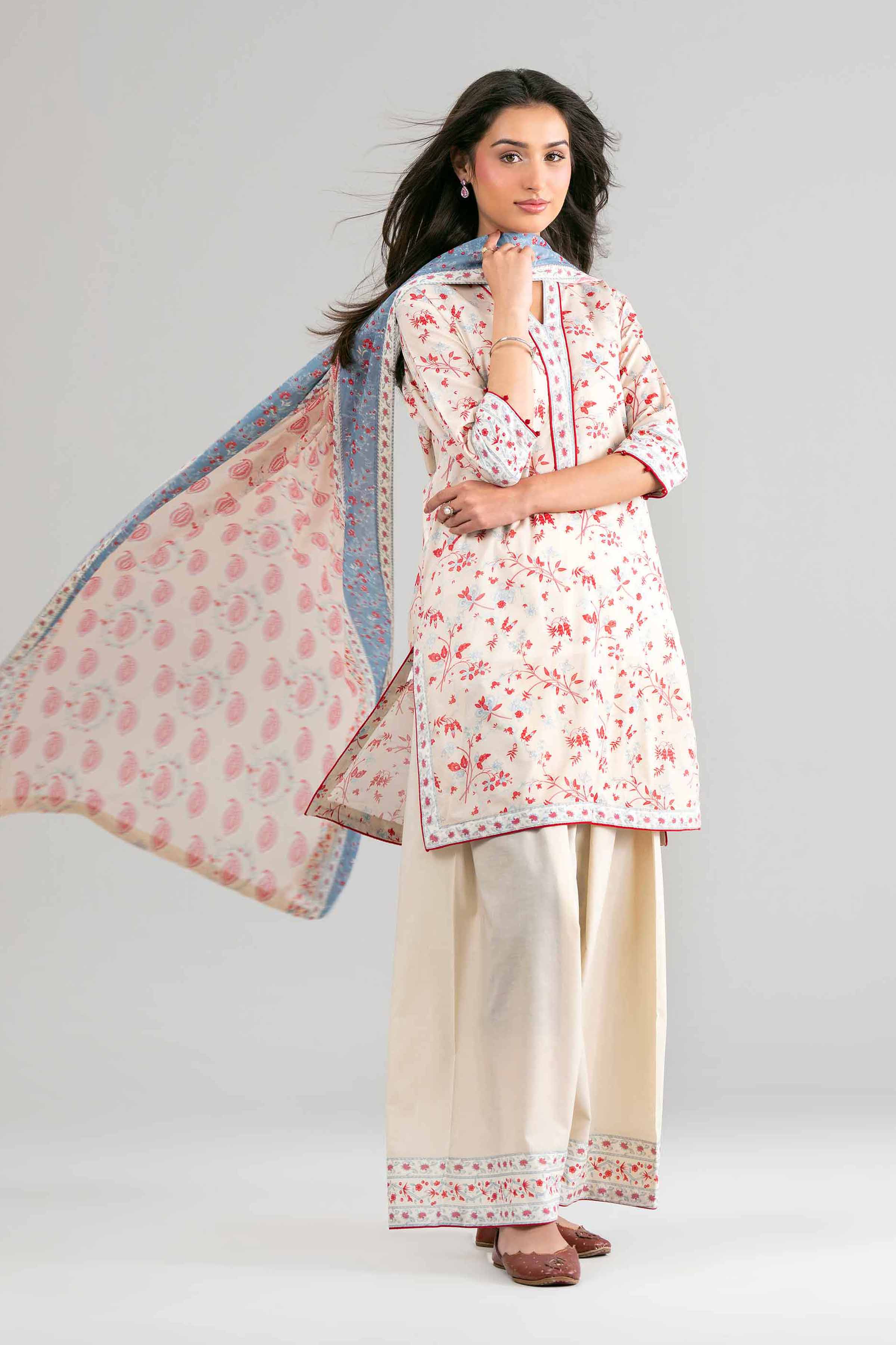 2 Piece - Printed Suit - 42601610 Beige Lawn 2PC Printed