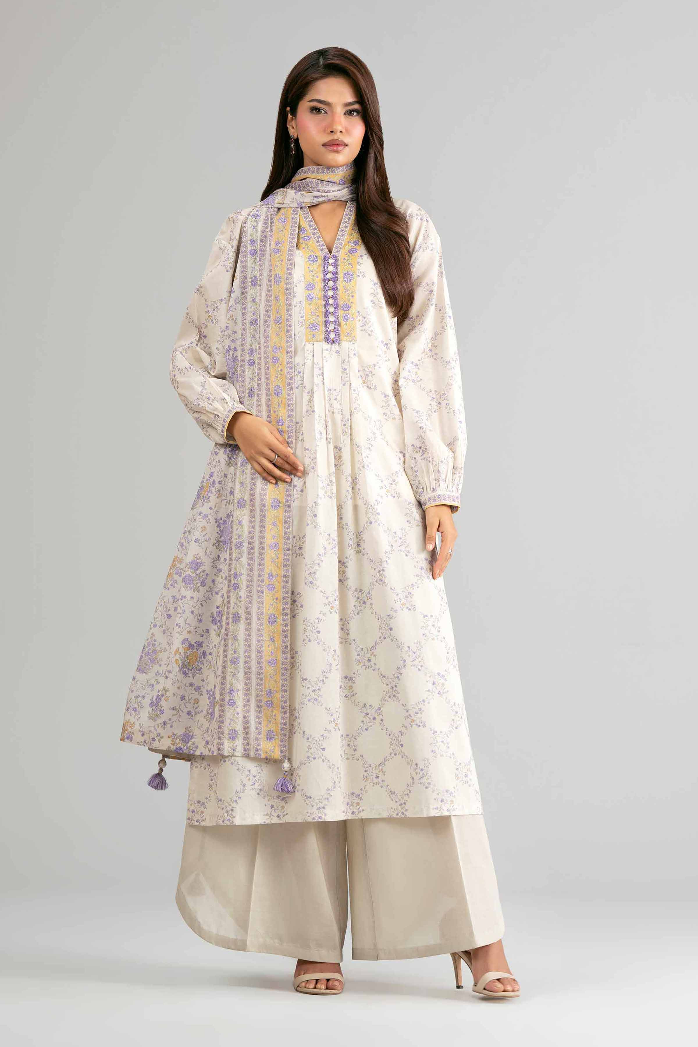2 Piece - Printed Suit - 42601611 Beige Lawn 2PC Printed