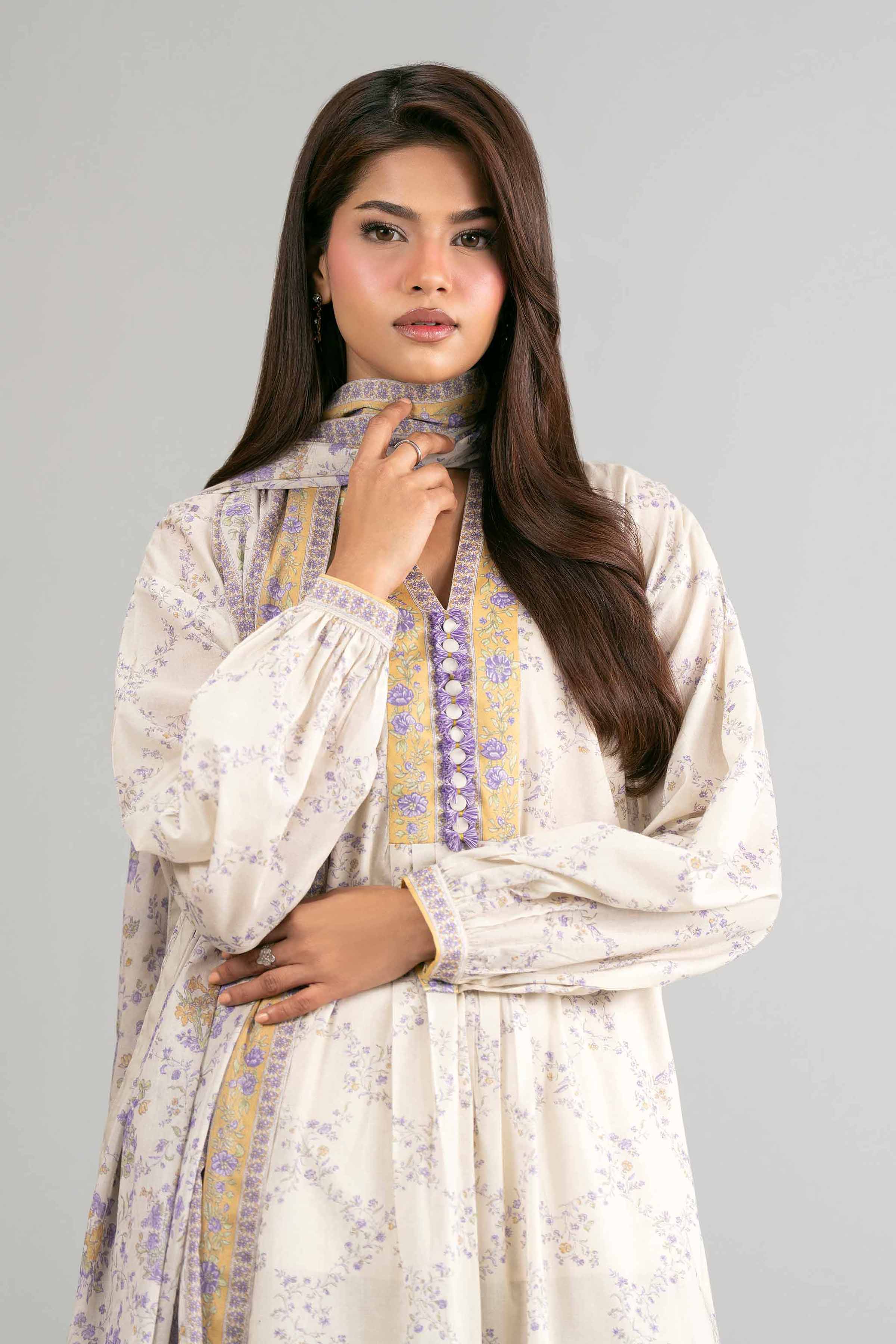 2 Piece - Printed Suit - 42601611 Beige Lawn 2PC Printed
