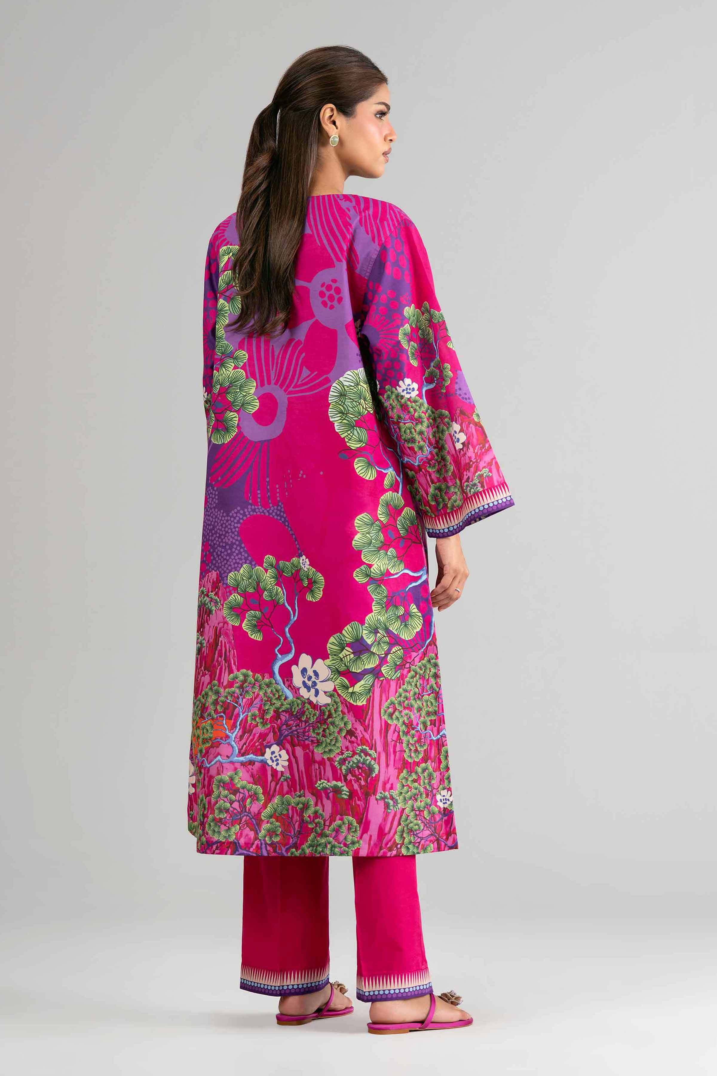2 Piece - Digital Printed Suit - 42601616 Pink Lawn 2PC Printed