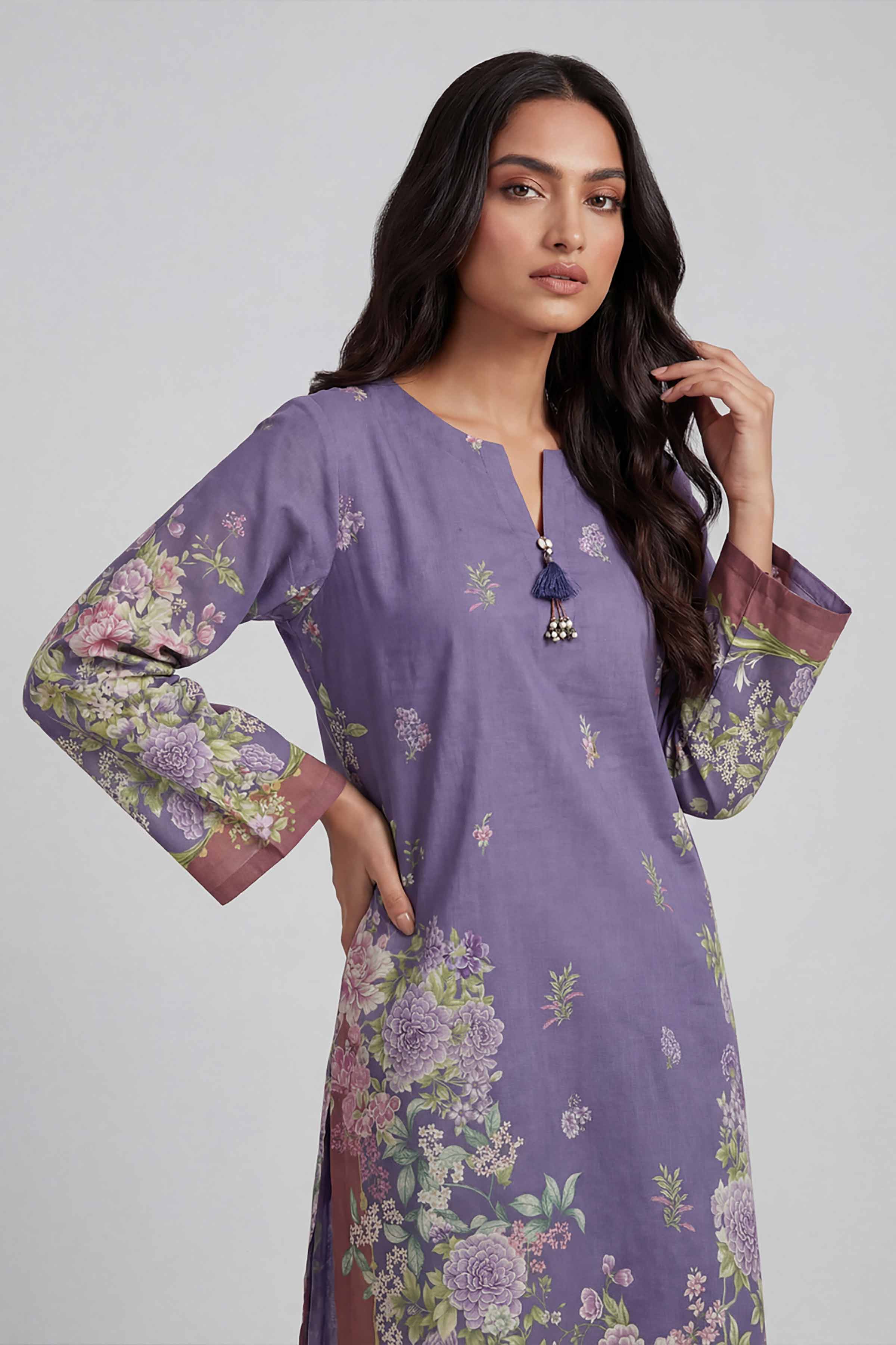 2 Piece - Digital Printed Suit - 42601621 Purple Lawn 2PC Printed
