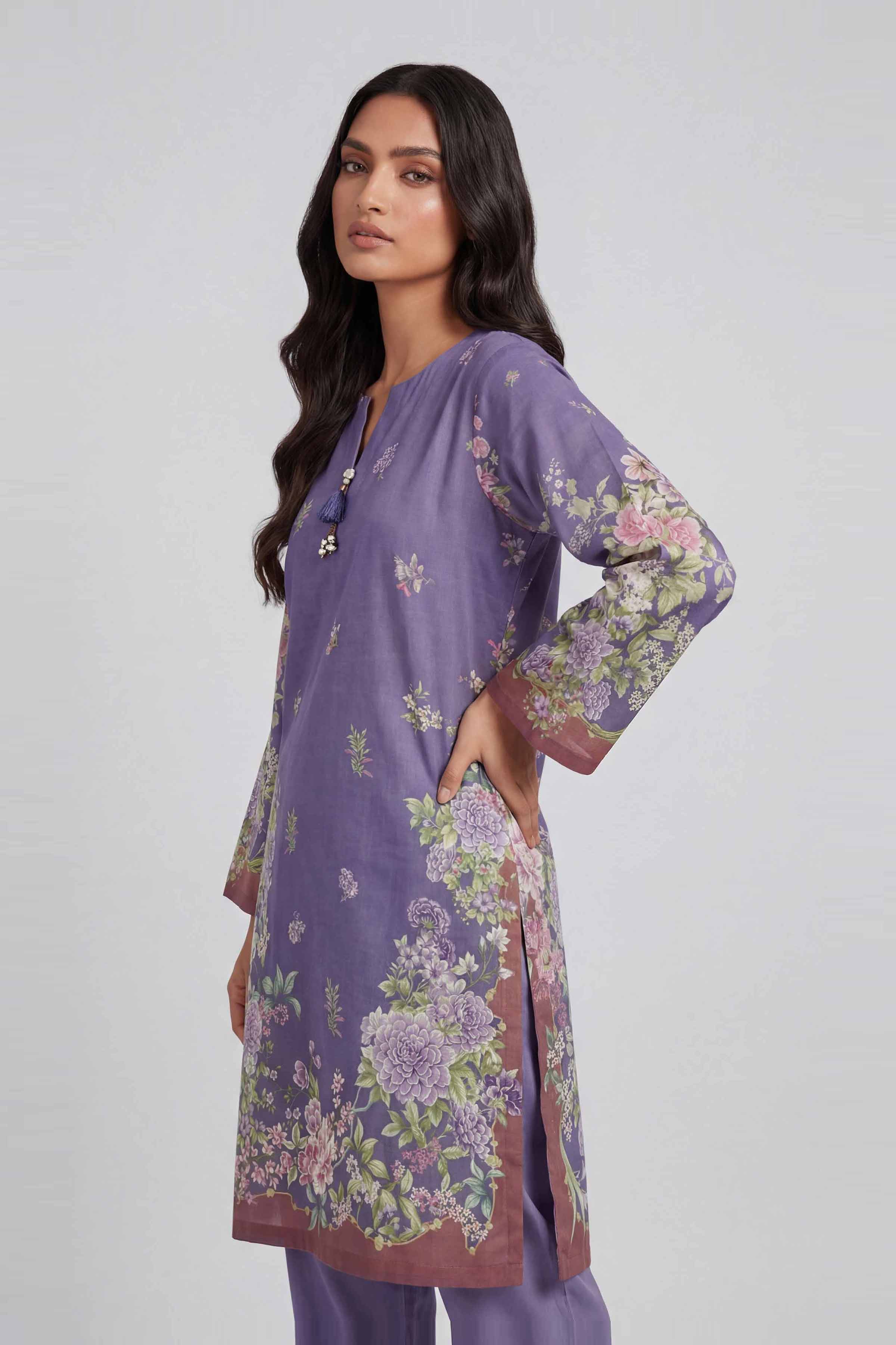 2 Piece - Digital Printed Suit - 42601621 Purple Lawn 2PC Printed
