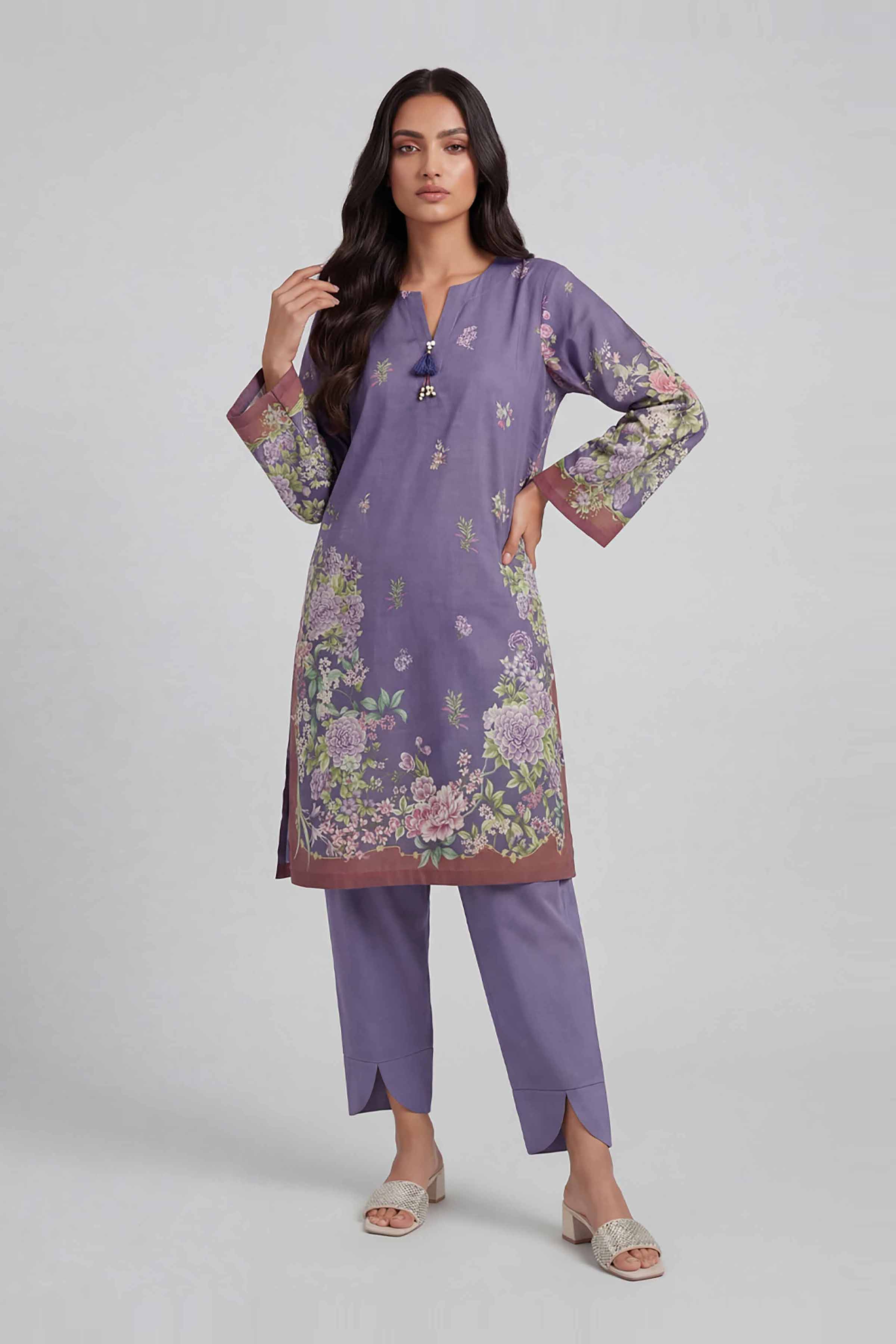 2 Piece - Digital Printed Suit - 42601621 Purple Lawn 2PC Printed
