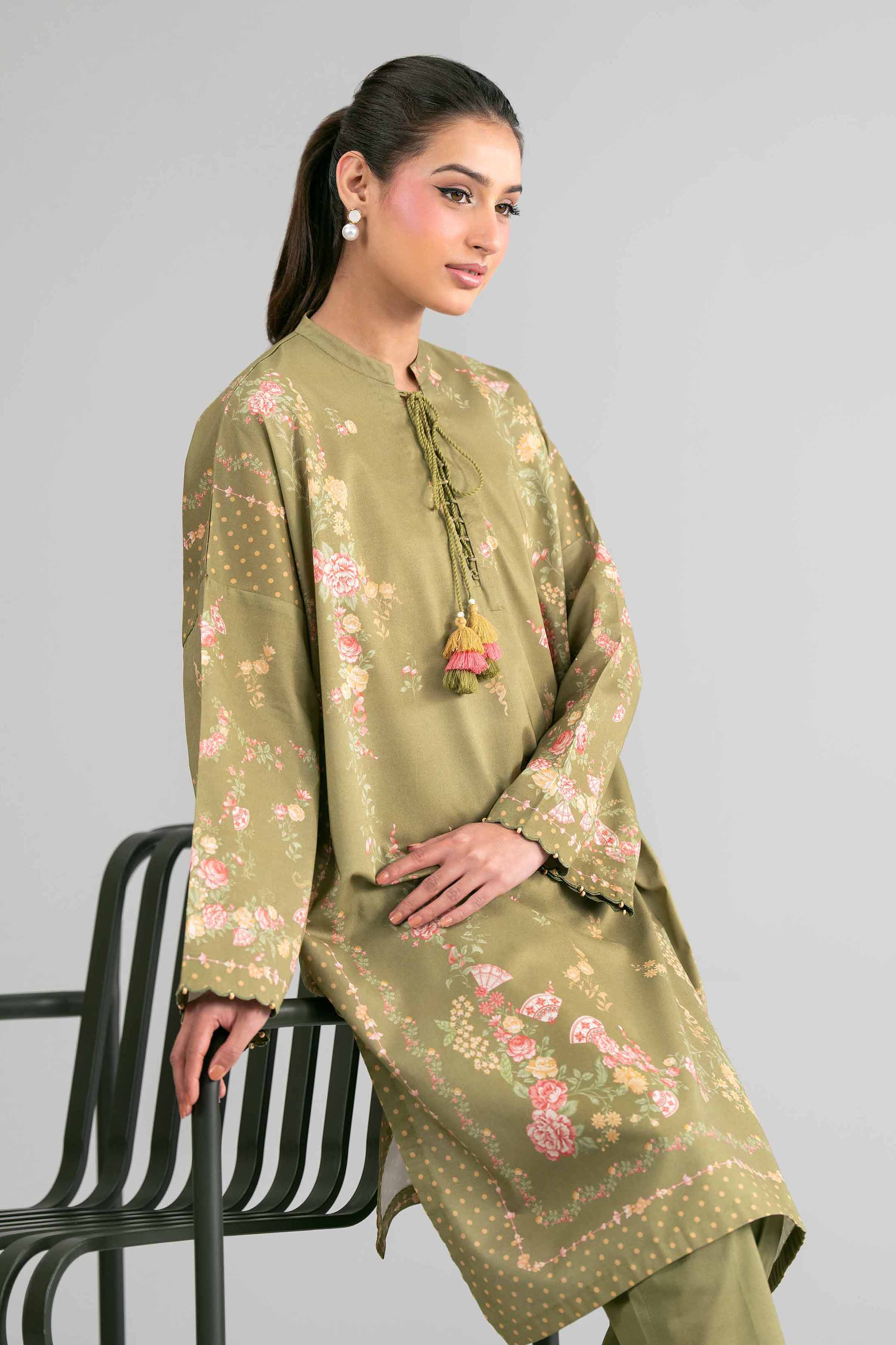2 Piece - Digital Printed Suit - 42601622 Olive Lawn 2PC Printed