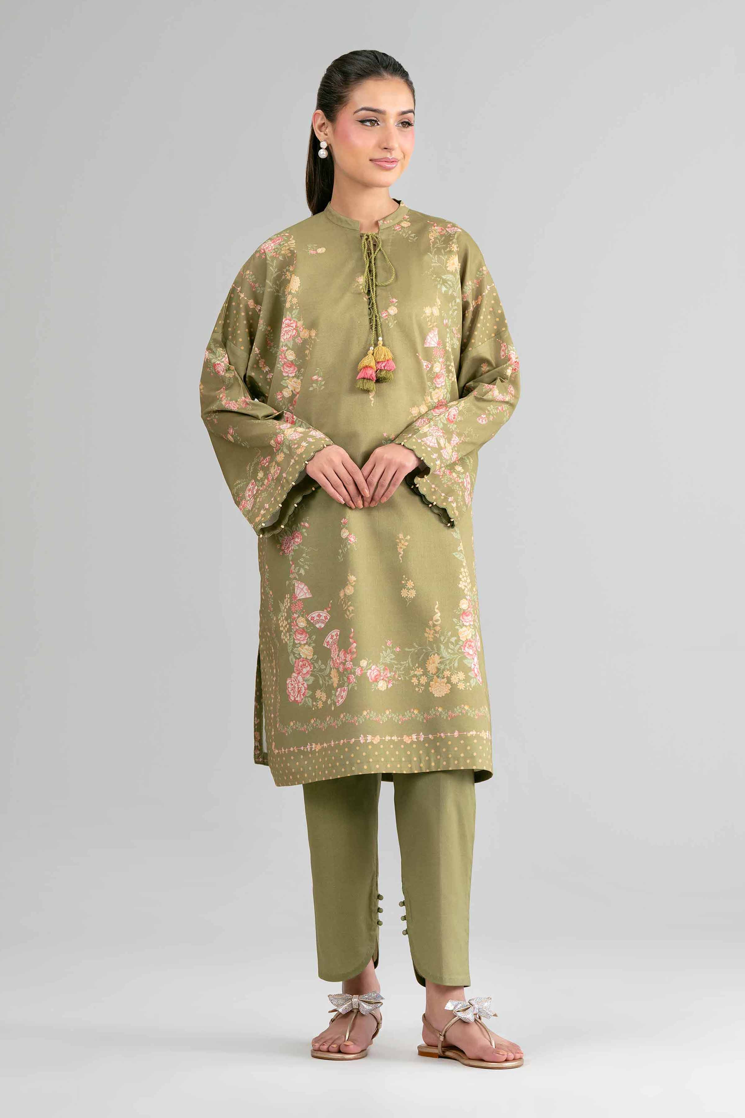 2 Piece - Digital Printed Suit - 42601622 Olive Lawn 2PC Printed