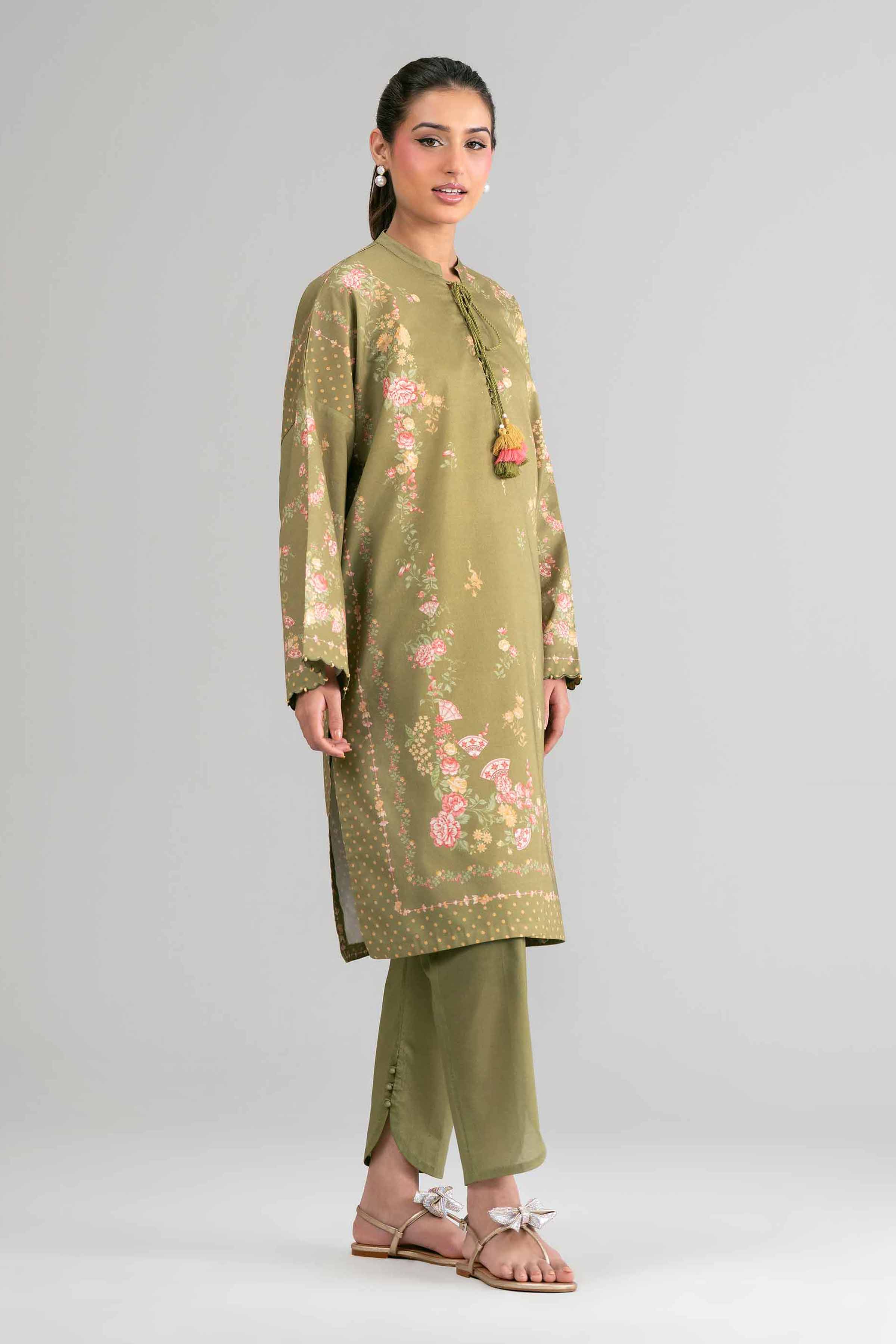 2 Piece - Digital Printed Suit - 42601622 Olive Lawn 2PC Printed