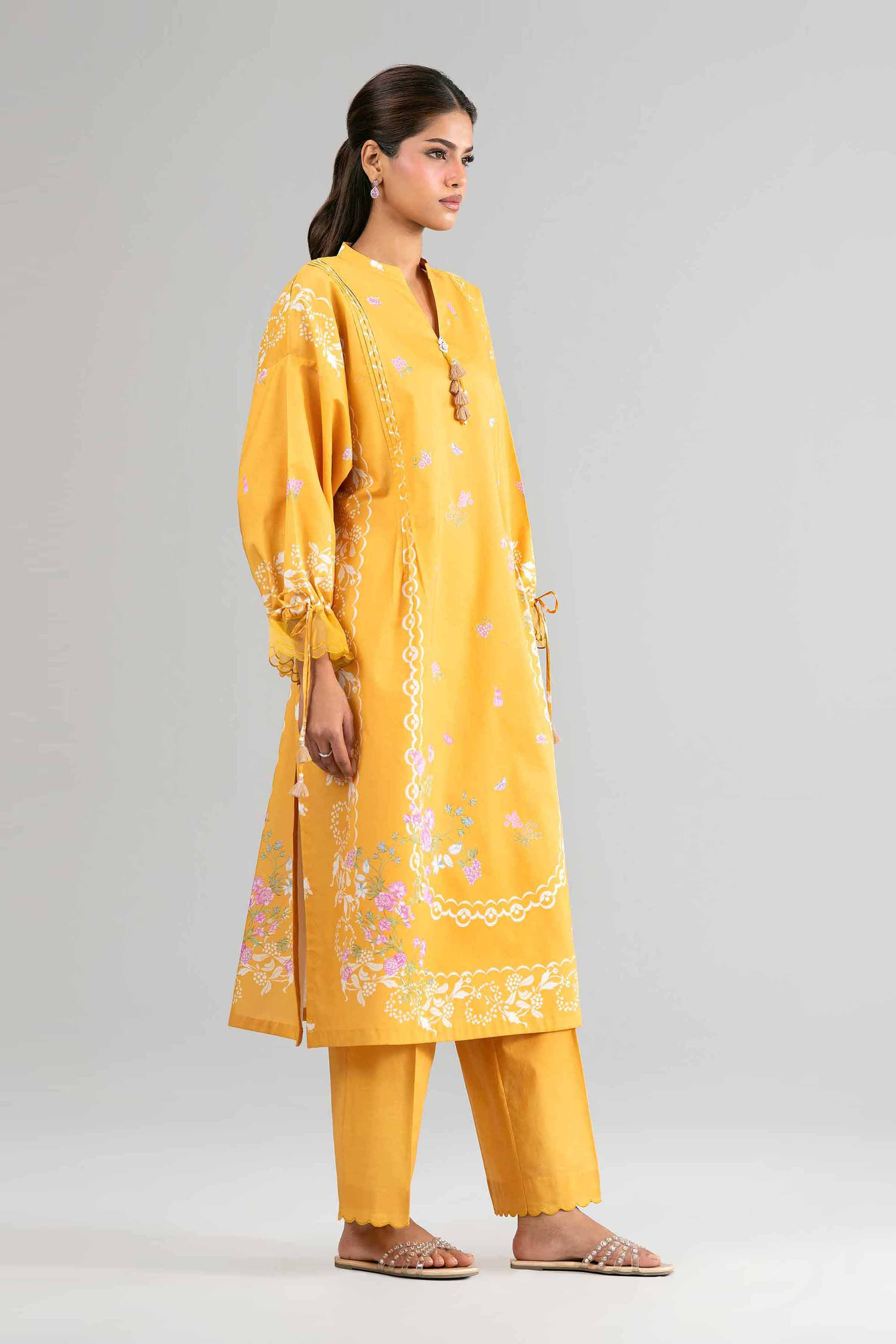 2 Piece - Digital Printed Suit - 42601623 Yellow Lawn 2PC Printed