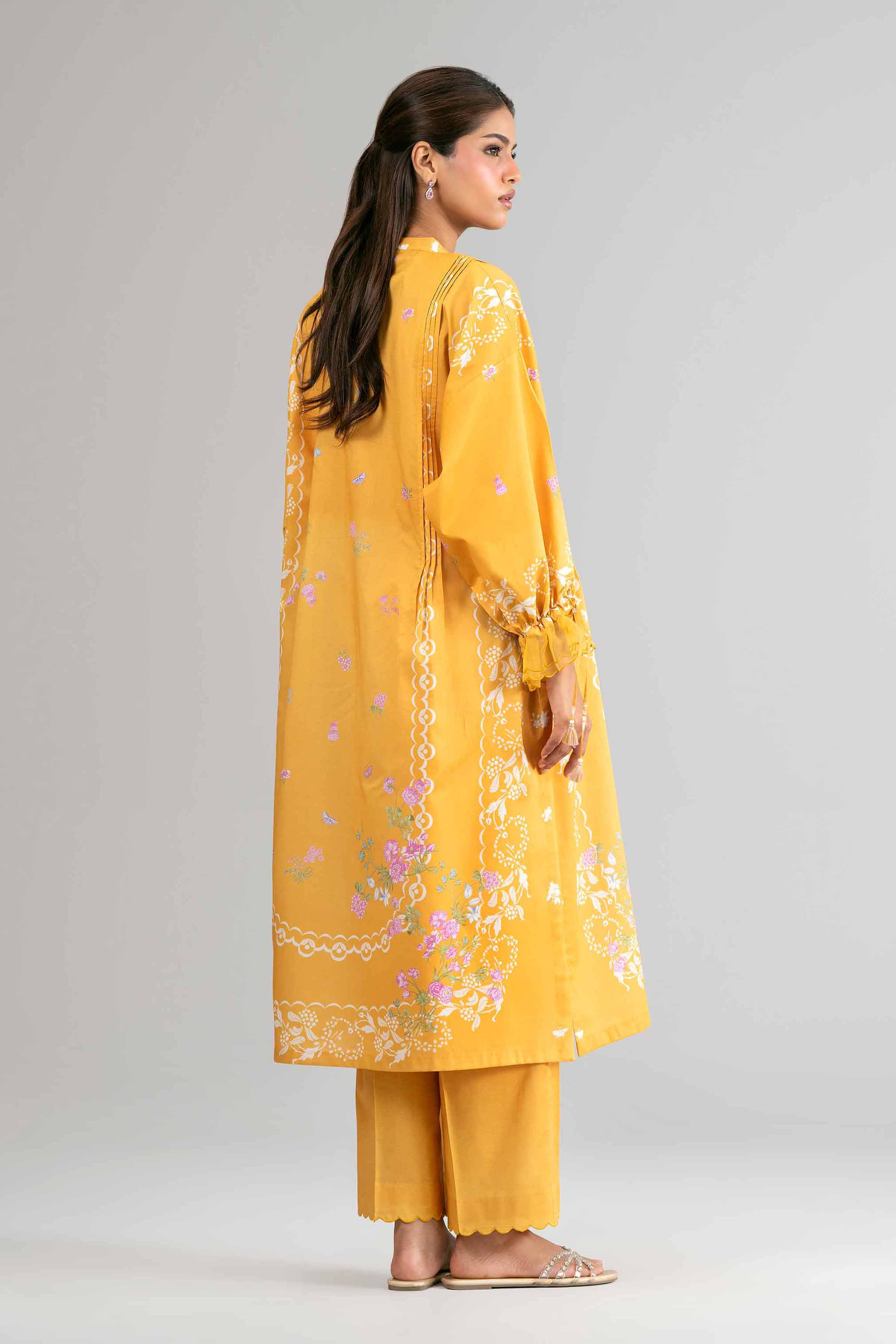 2 Piece - Digital Printed Suit - 42601623 Yellow Lawn 2PC Printed