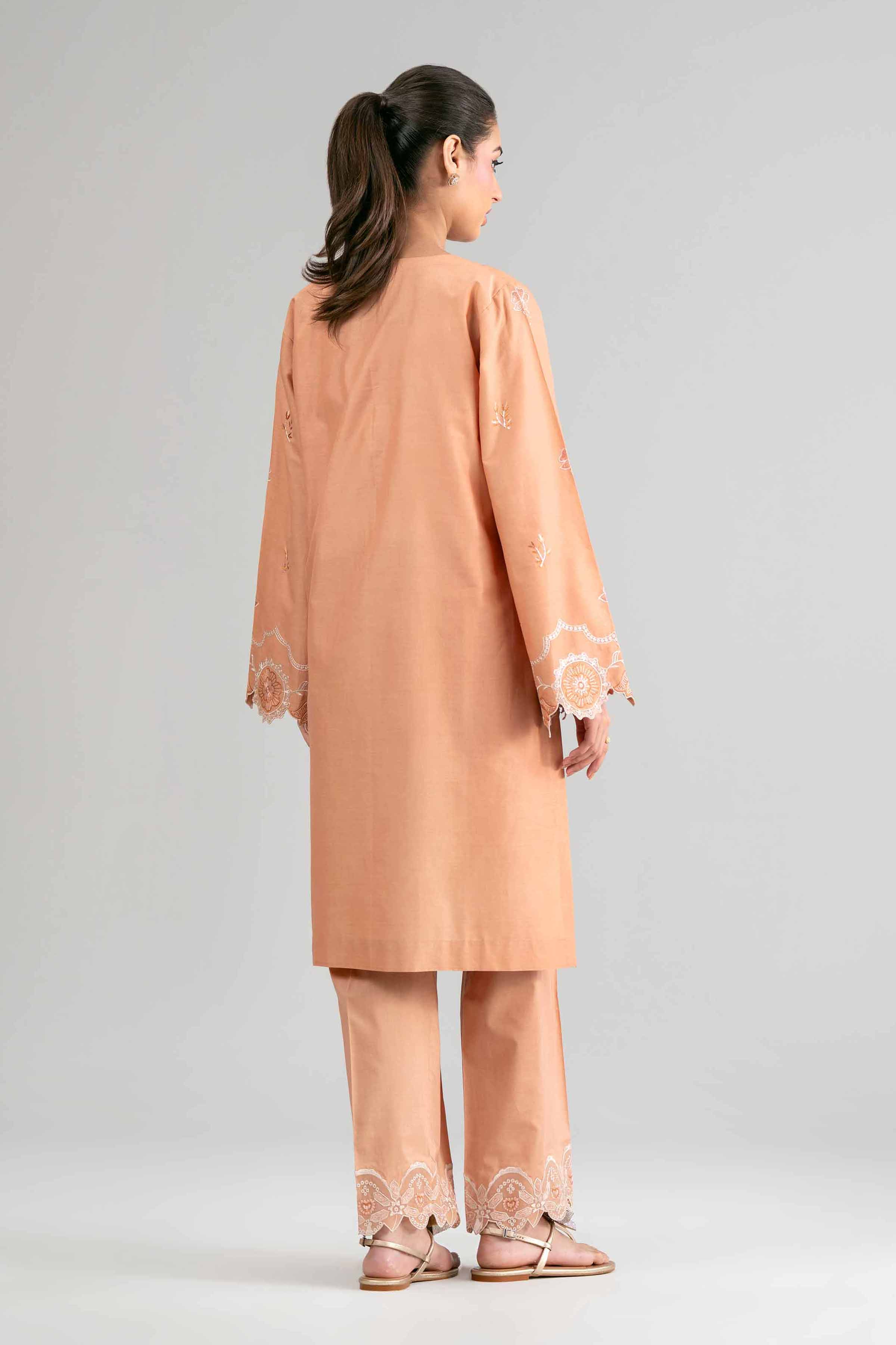 2 Piece - Embroidered Suit - 42601627 Orange Lawn 2PC Embroidered