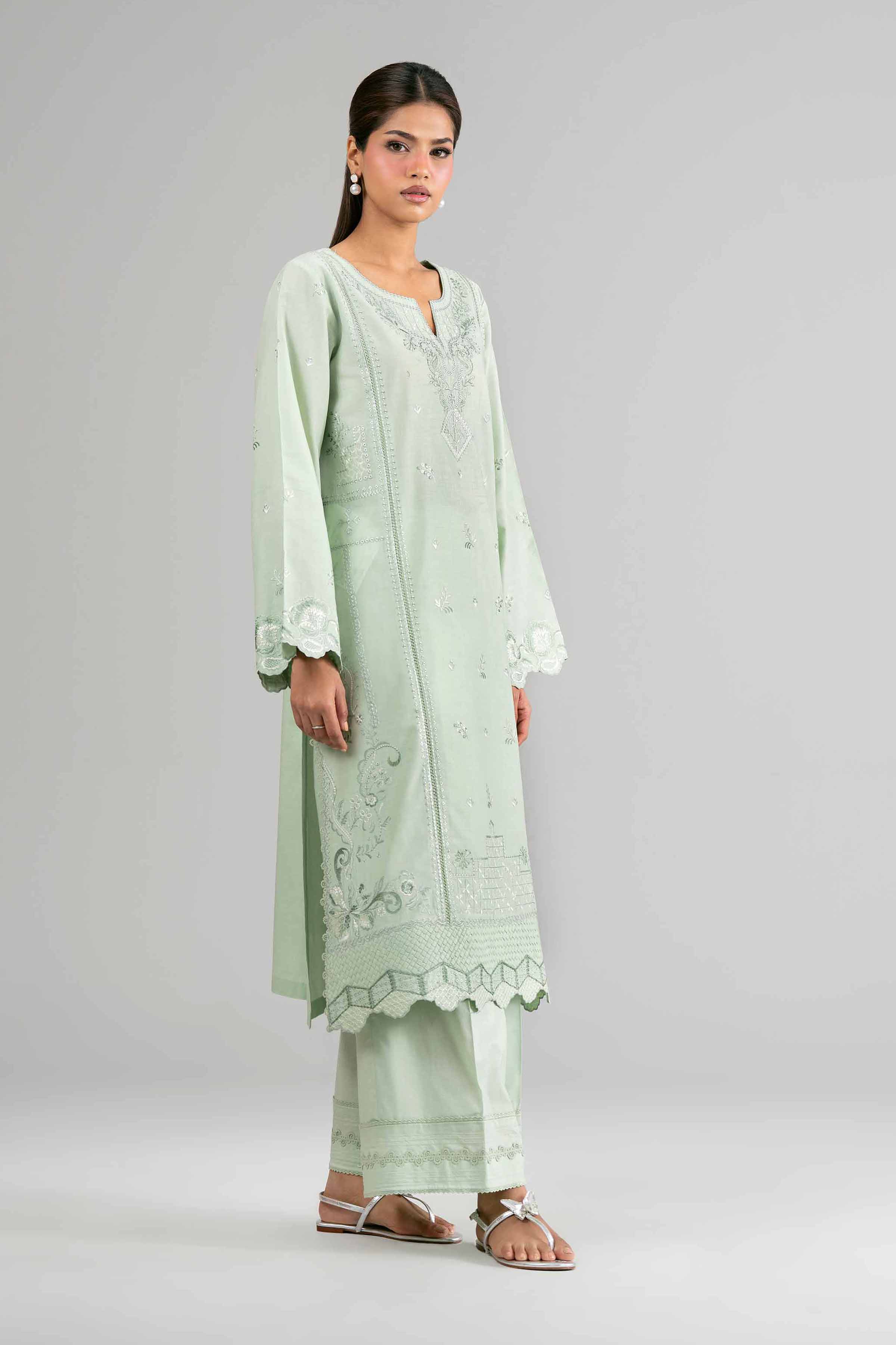 2 Piece - Embroidered Suit - 42601629 Green Lawn 2PC Embroidered