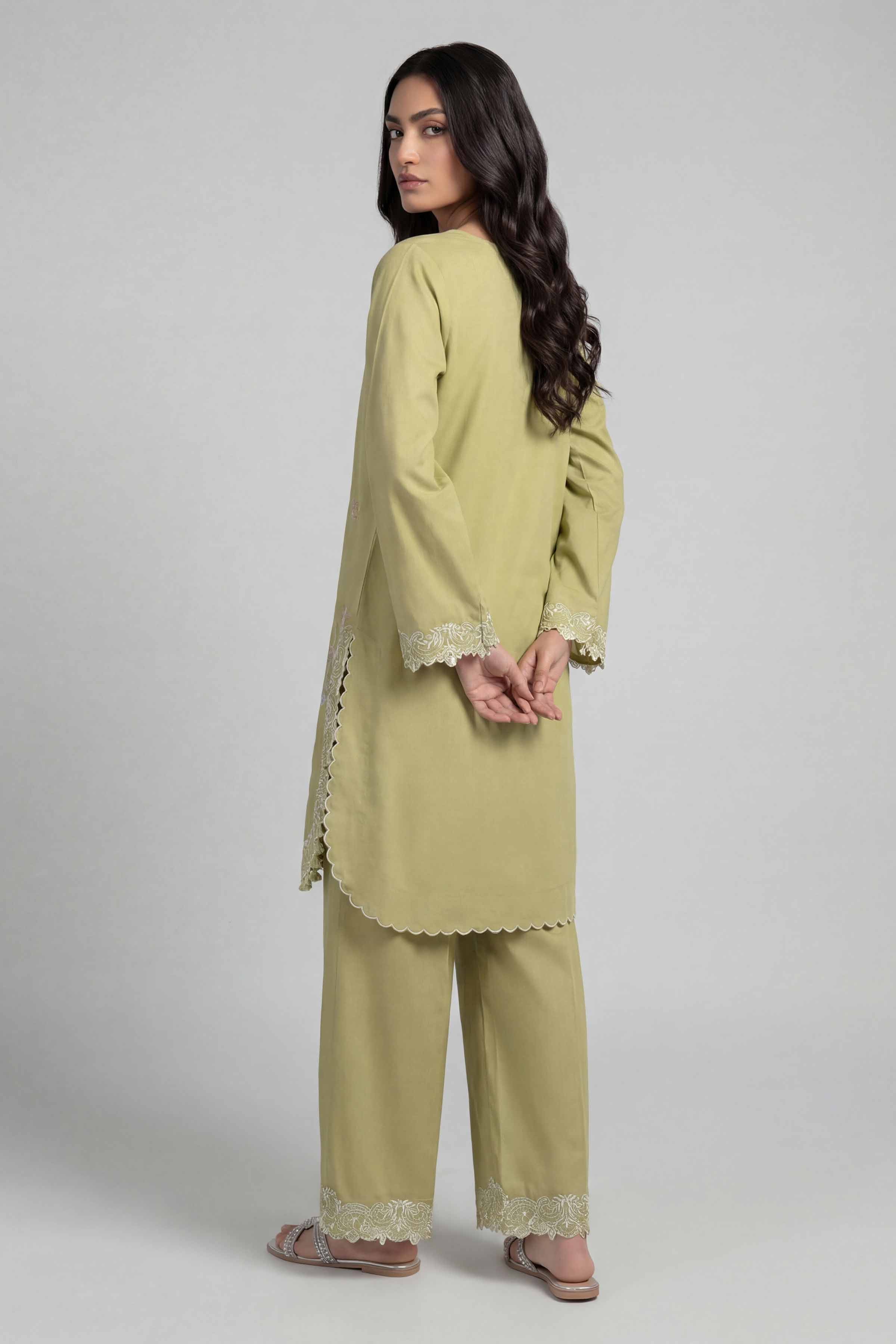 2 Piece - Embroidered Suit - 42601632 Green Lawn 2PC Embroidered