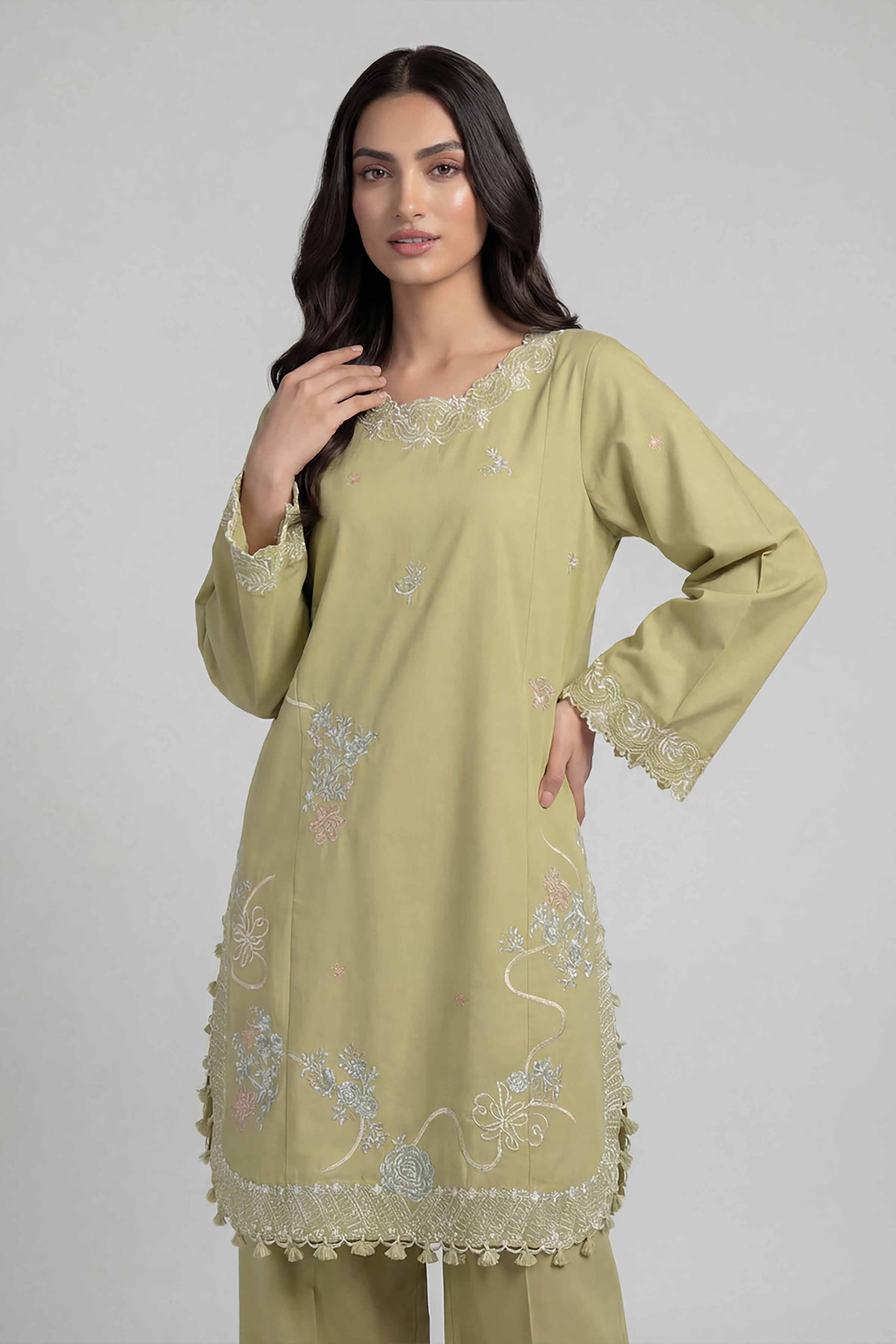 2 Piece - Embroidered Suit - 42601632 Green Lawn 2PC Embroidered