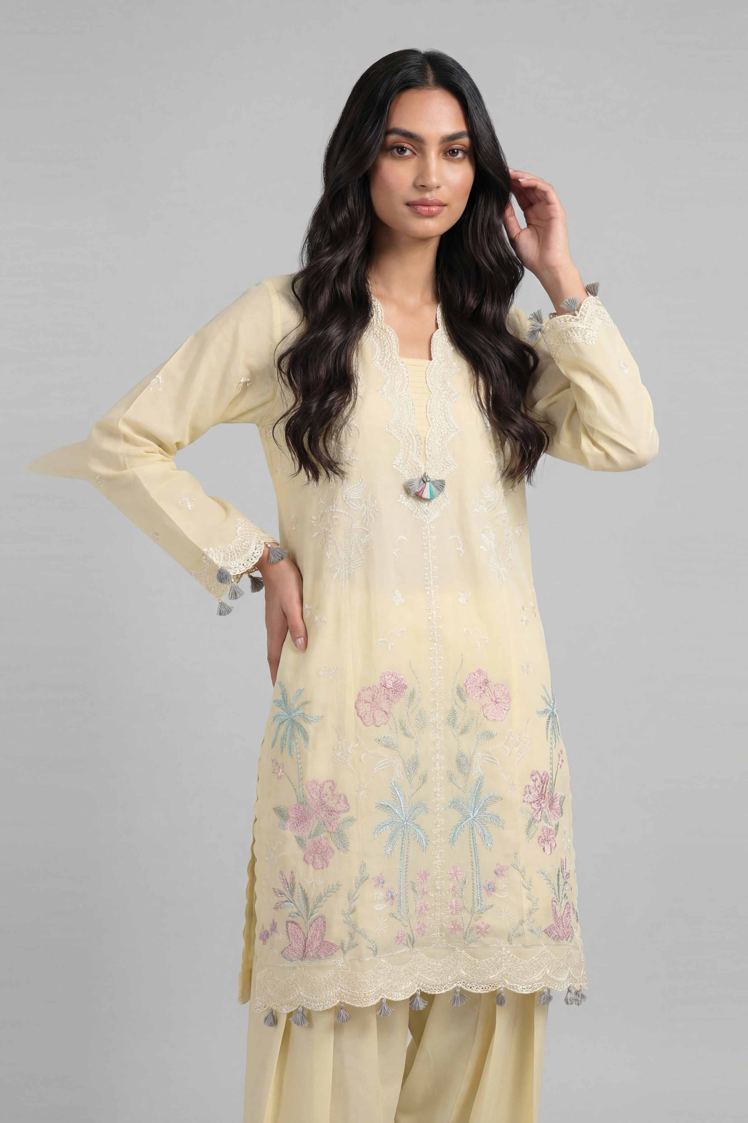 2 Piece - Embroidered Suit - 42601633 Beige Lawn 2PC Embroidered