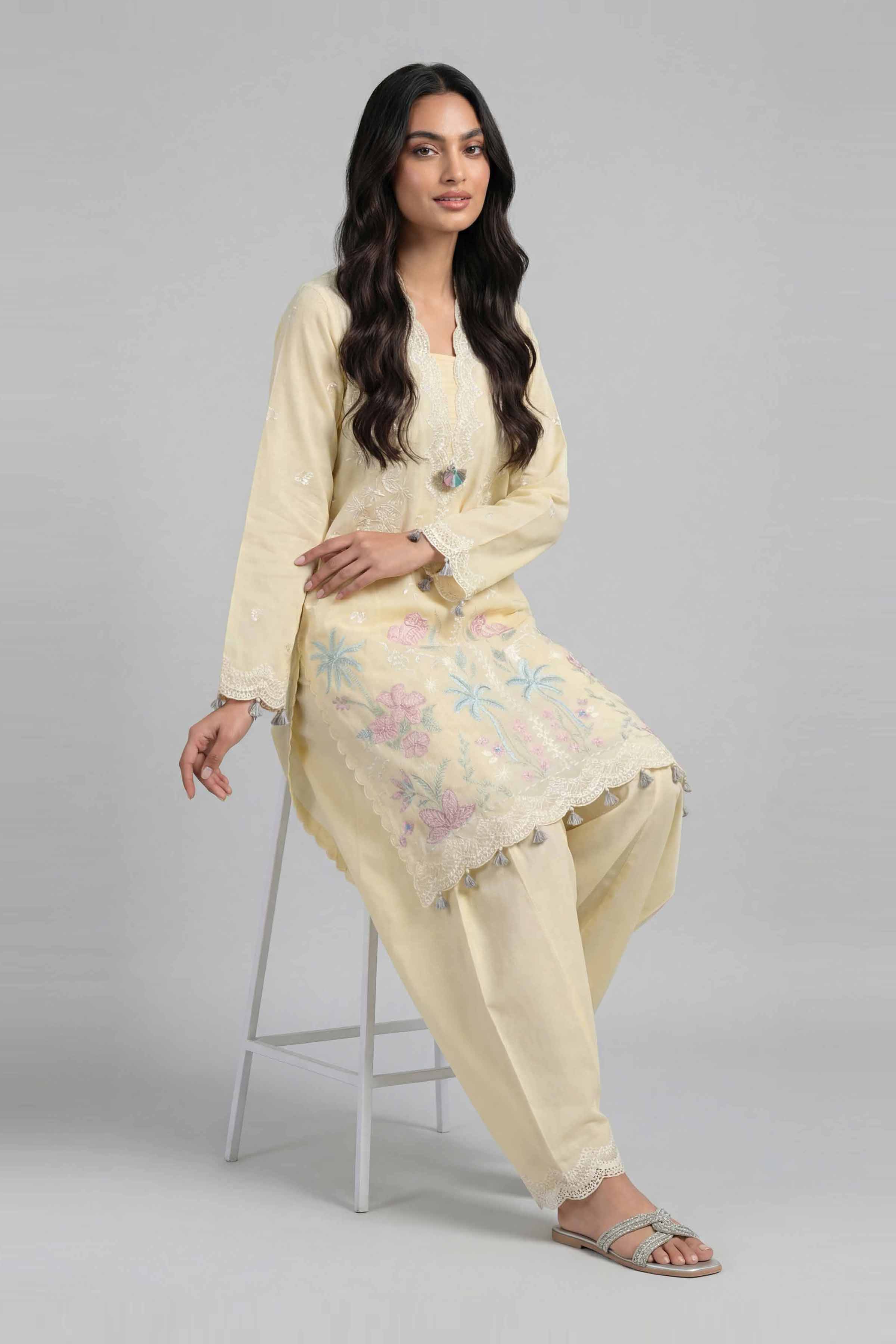 2 Piece - Embroidered Suit - 42601633 Beige Lawn 2PC Embroidered
