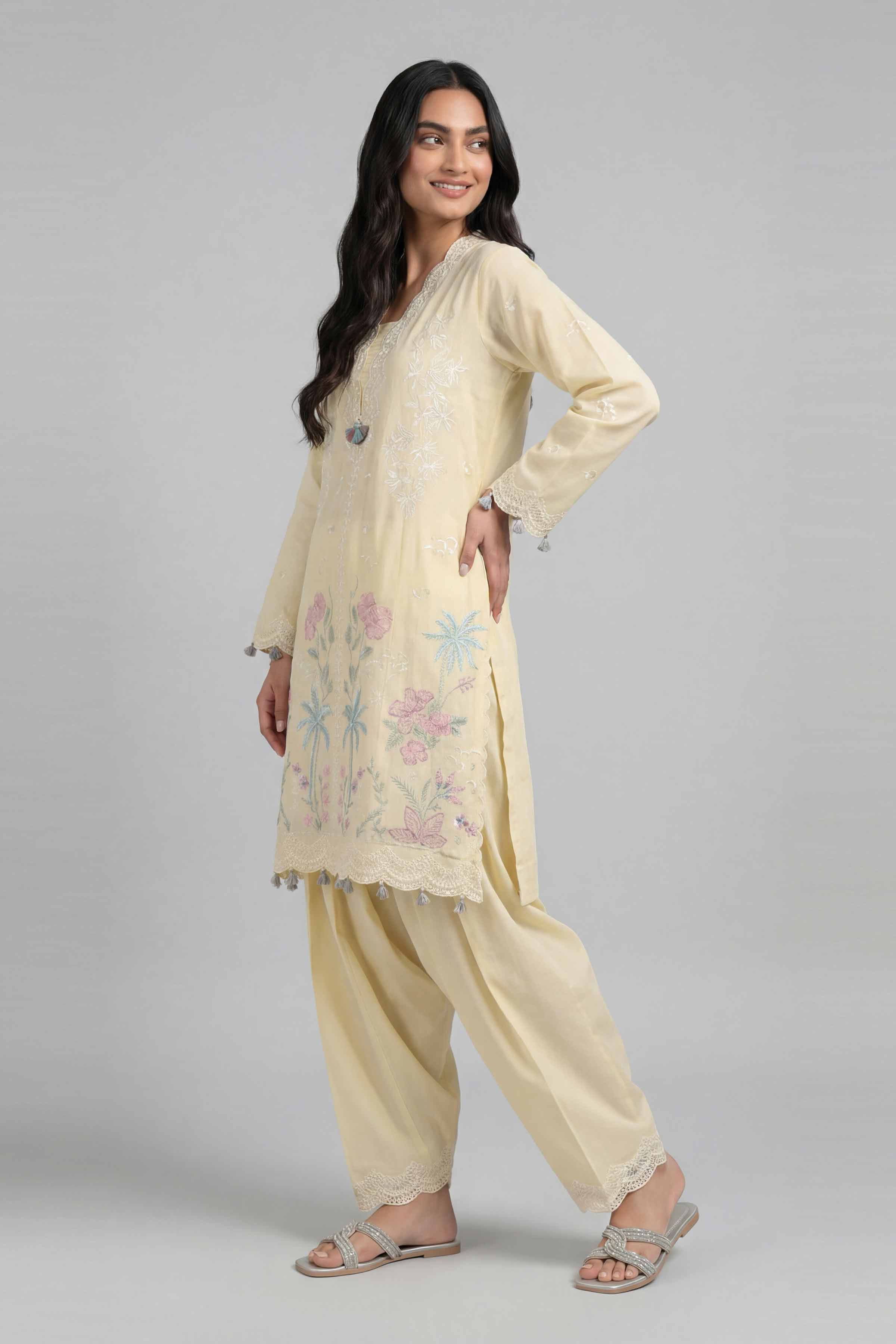 2 Piece - Embroidered Suit - 42601633 Beige Lawn 2PC Embroidered