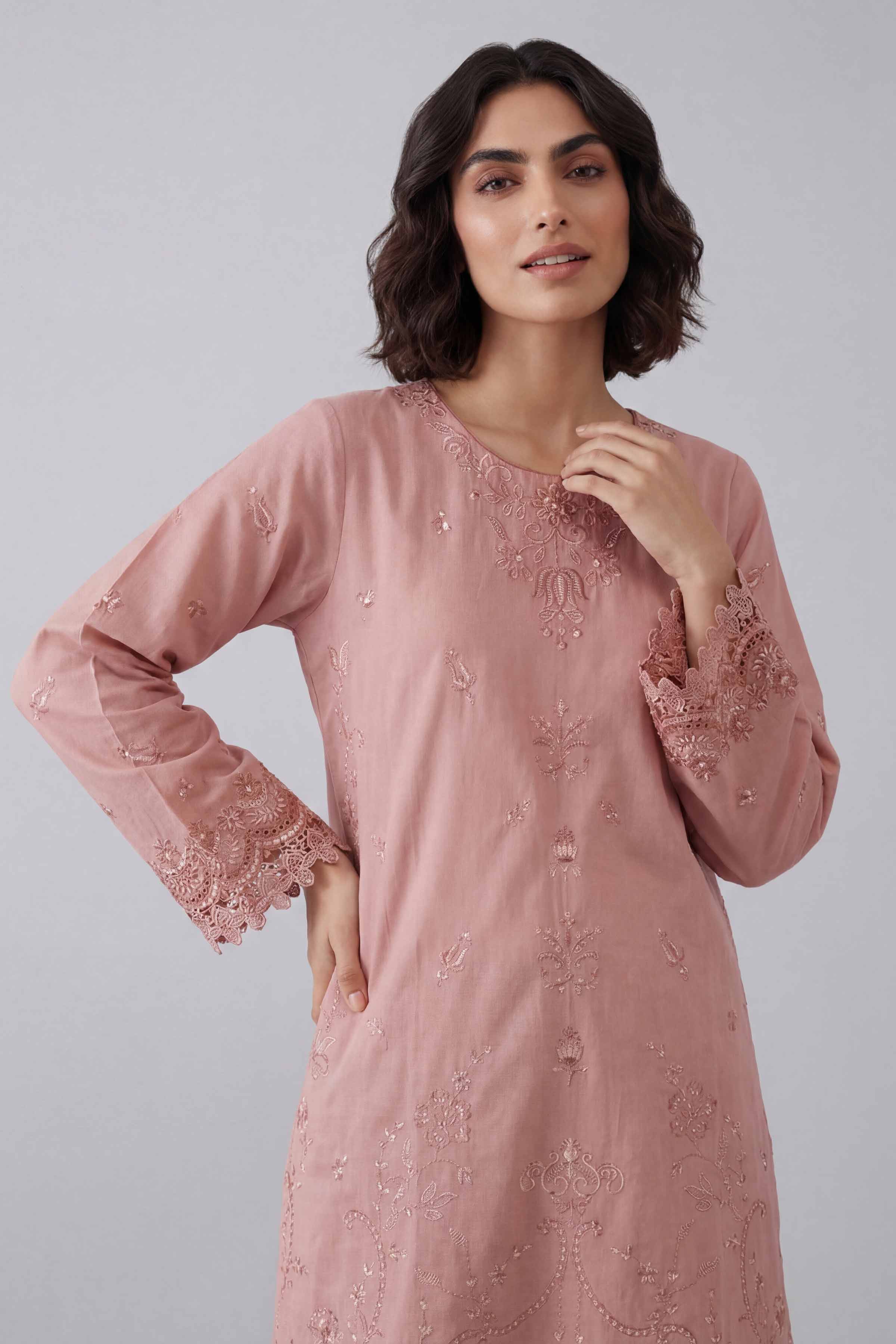 2 Piece - Embroidered Suit - 42601636 Pink Lawn 2PC Embroidered