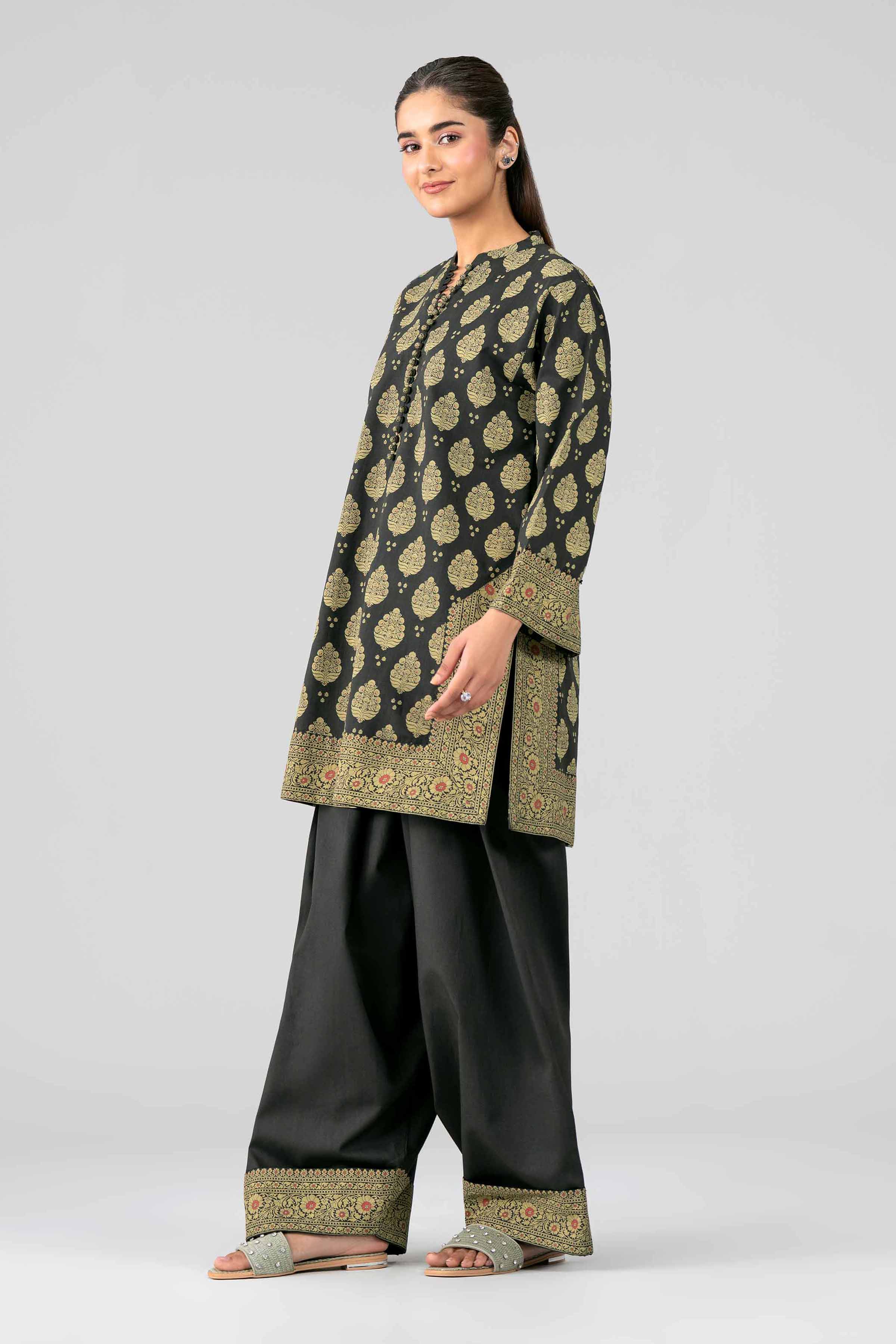 2 Piece - Printed Suit - 42601645 Black Lawn 2PC Printed