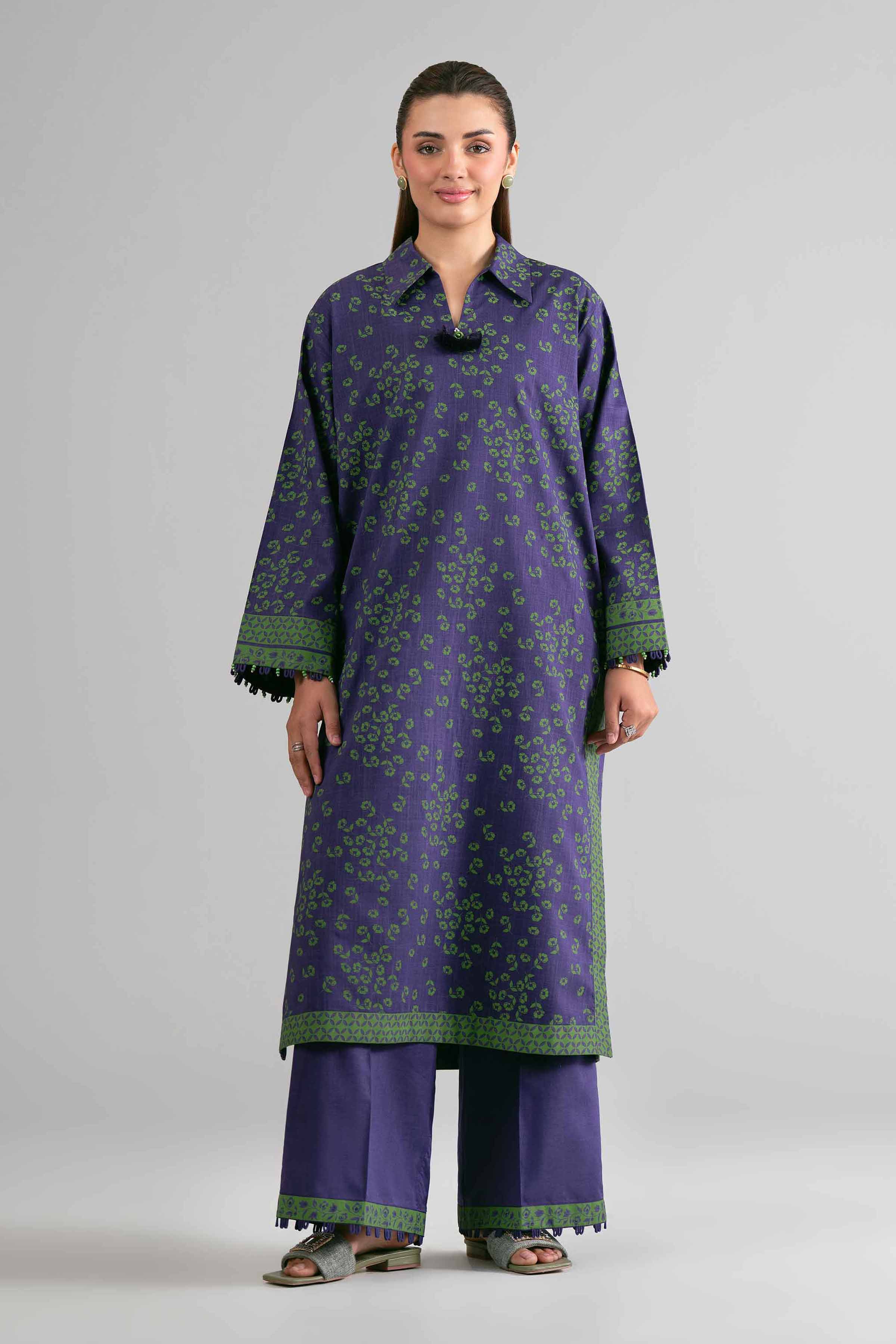 2 Piece - Printed Suit - 42601646 Purple Lawn 2PC Printed