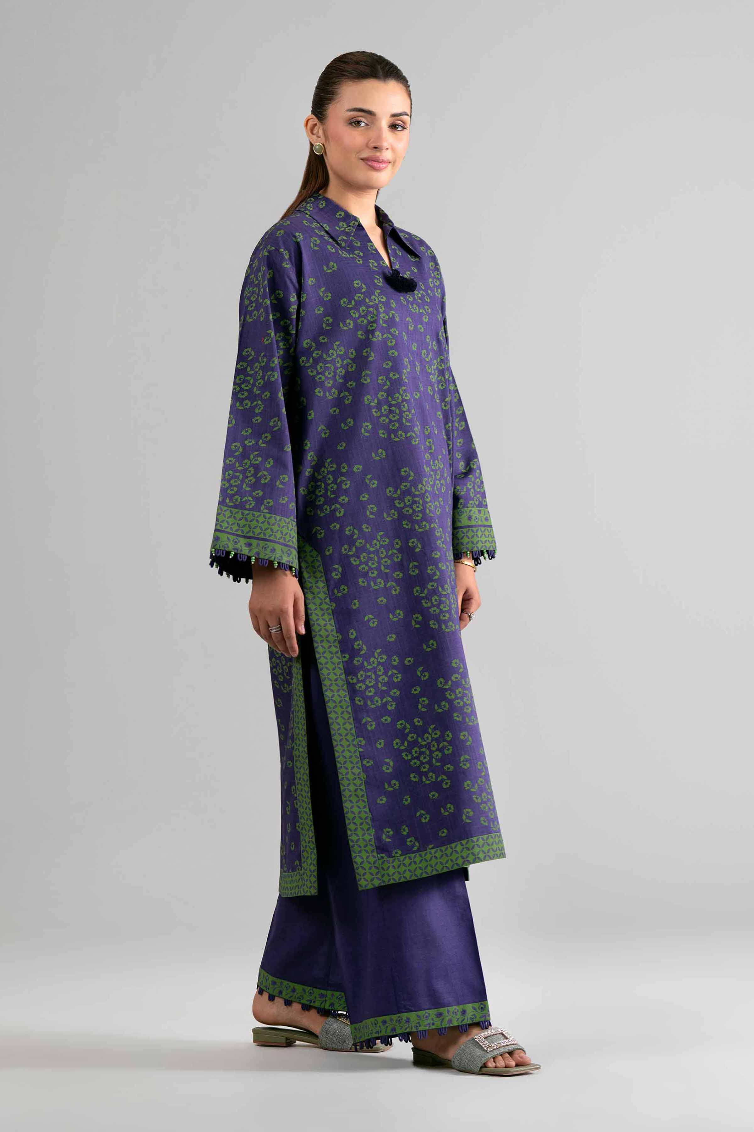 2 Piece - Printed Suit - 42601646 Purple Lawn 2PC Printed