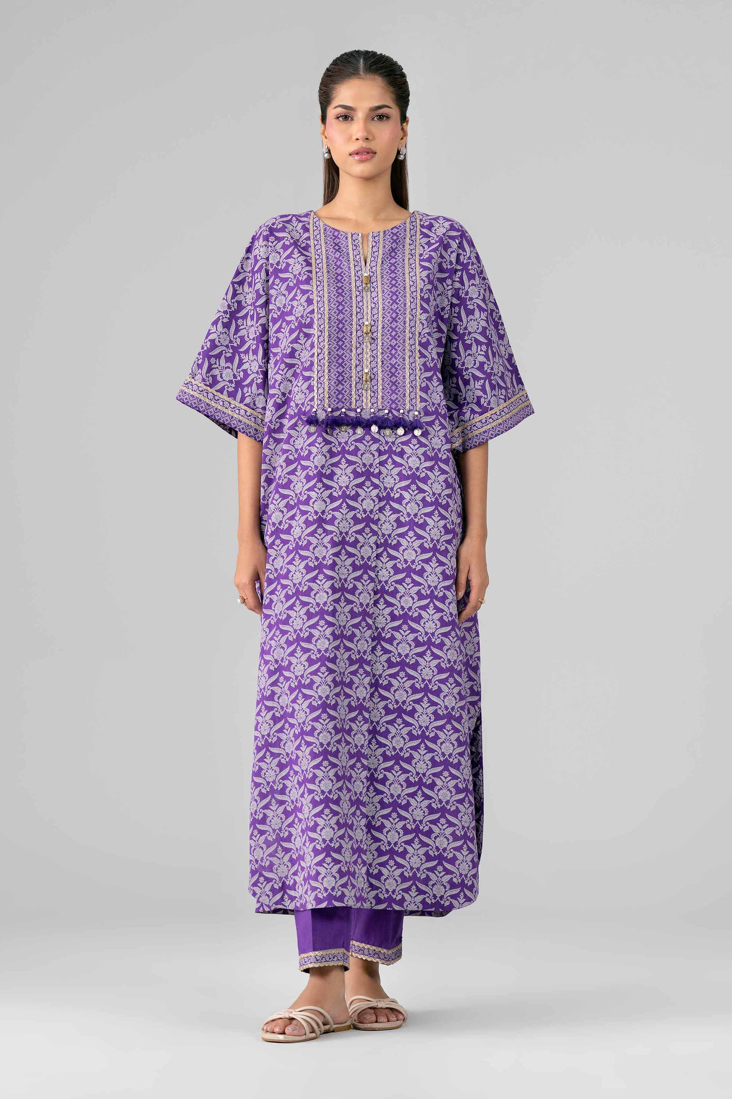 2 Piece - Printed Suit - 42601648 Purple Lawn 2PC Printed