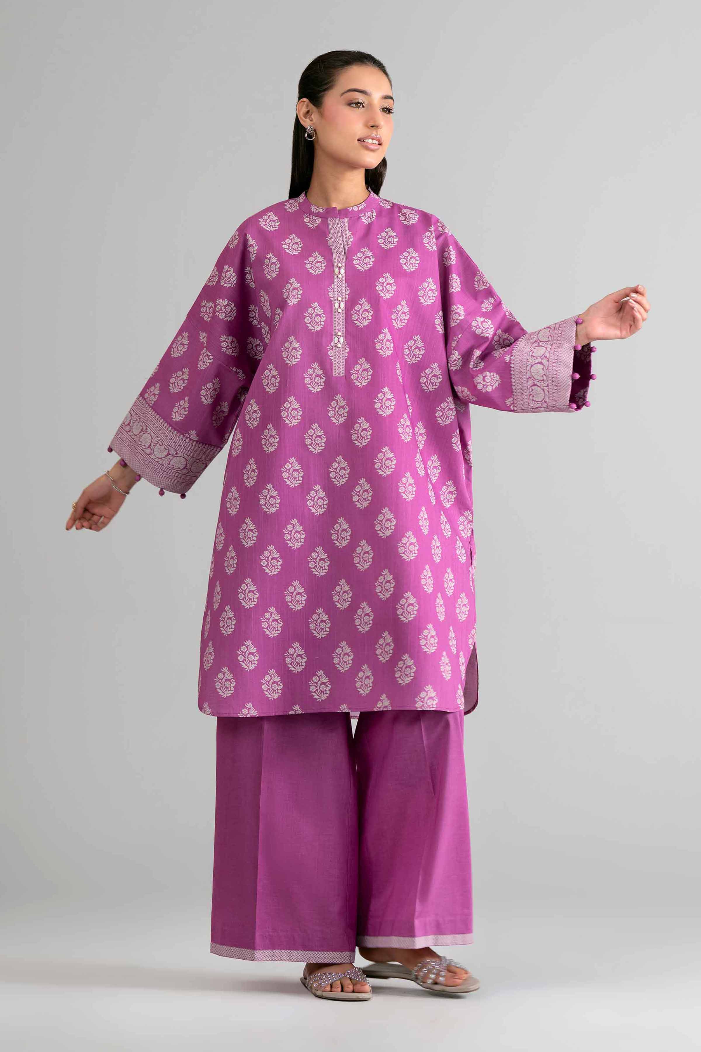 2 Piece - Printed Suit - 42601651 Purple Lawn 2PC Printed
